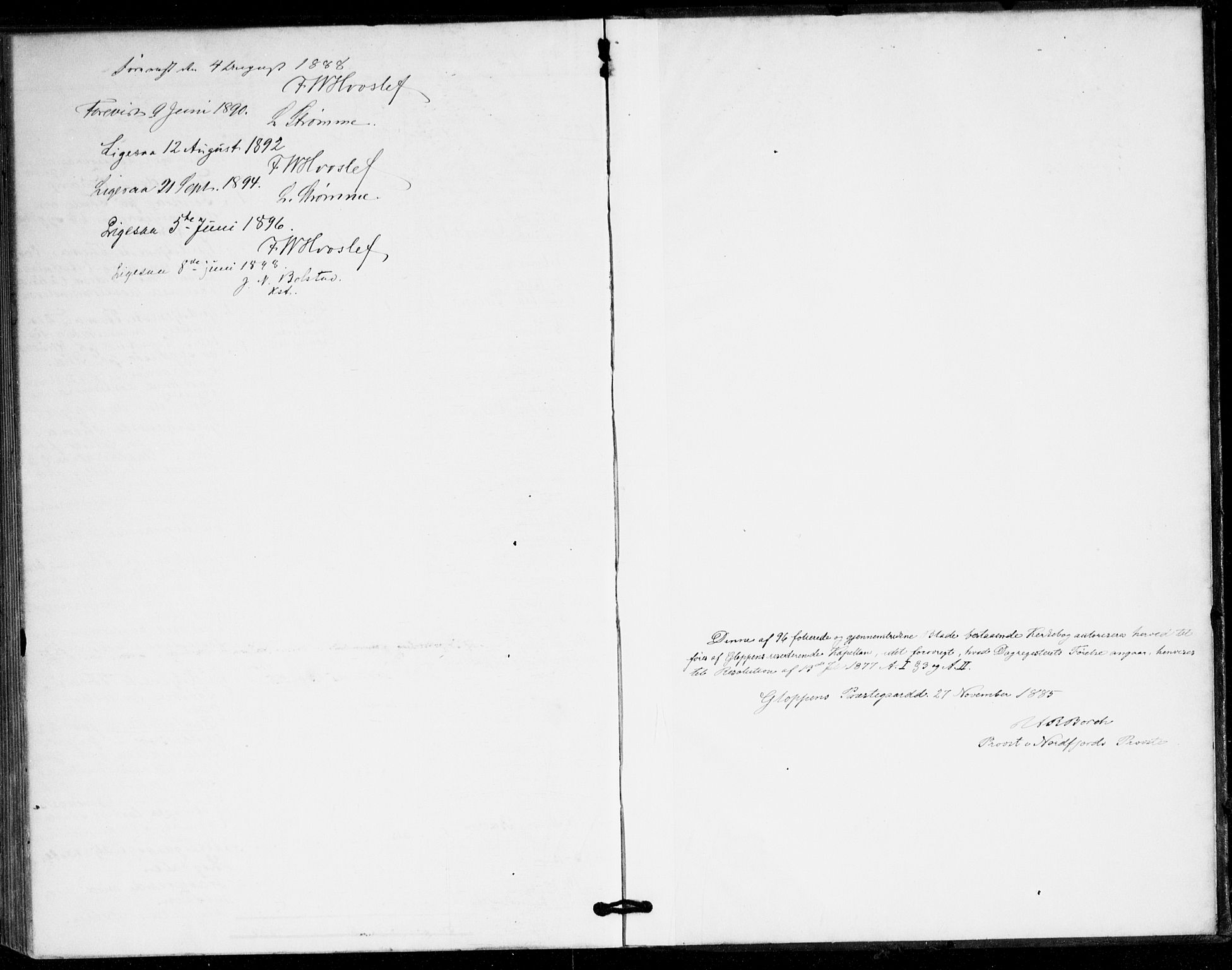 Gloppen sokneprestembete, SAB/A-80101/H/Hac/L0002: Residerende kapellans bok nr. A 2, 1886-1897