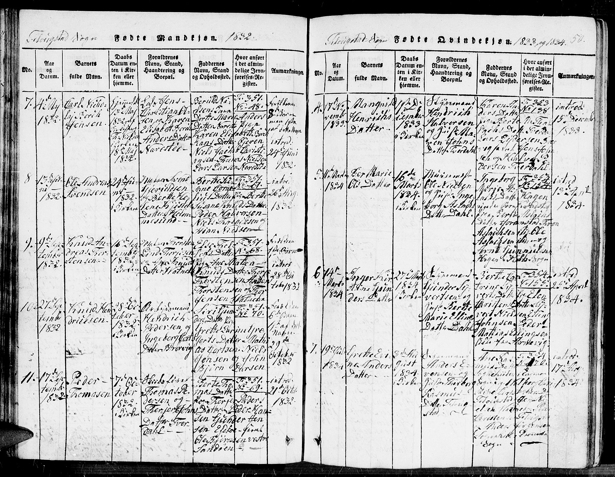 Dypvåg sokneprestkontor, SAK/1111-0007/F/Fb/Fbb/L0001: Klokkerbok nr. B 1, 1816-1850, s. 50