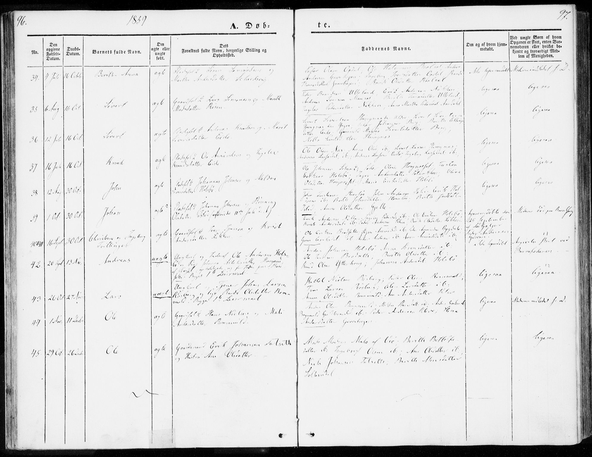 Ministerialprotokoller, klokkerbøker og fødselsregistre - Møre og Romsdal, AV/SAT-A-1454/557/L0680: Ministerialbok nr. 557A02, 1843-1869, s. 96-97