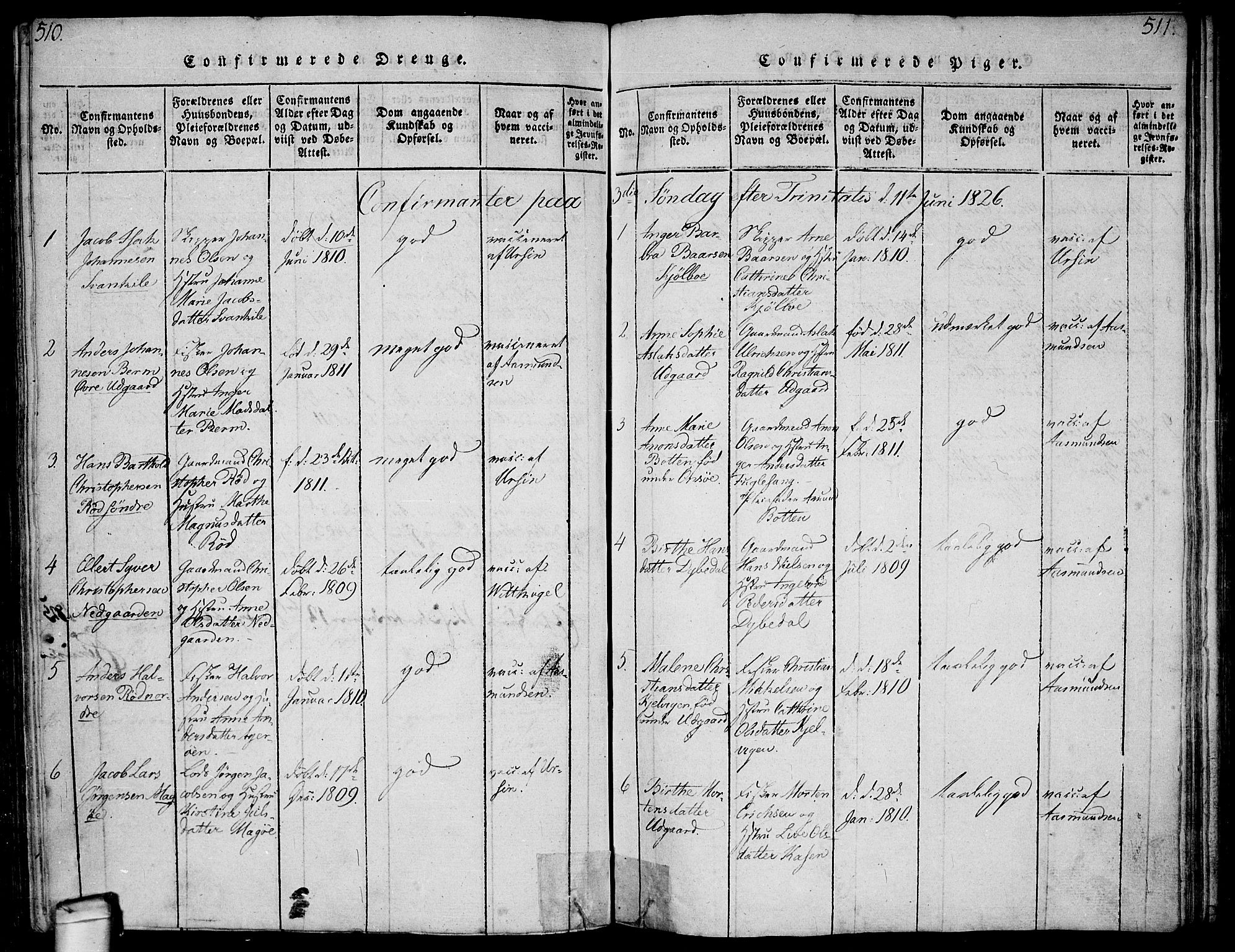 Hvaler prestekontor Kirkebøker, AV/SAO-A-2001/F/Fa/L0005: Ministerialbok nr. I 5, 1816-1845, s. 510-511