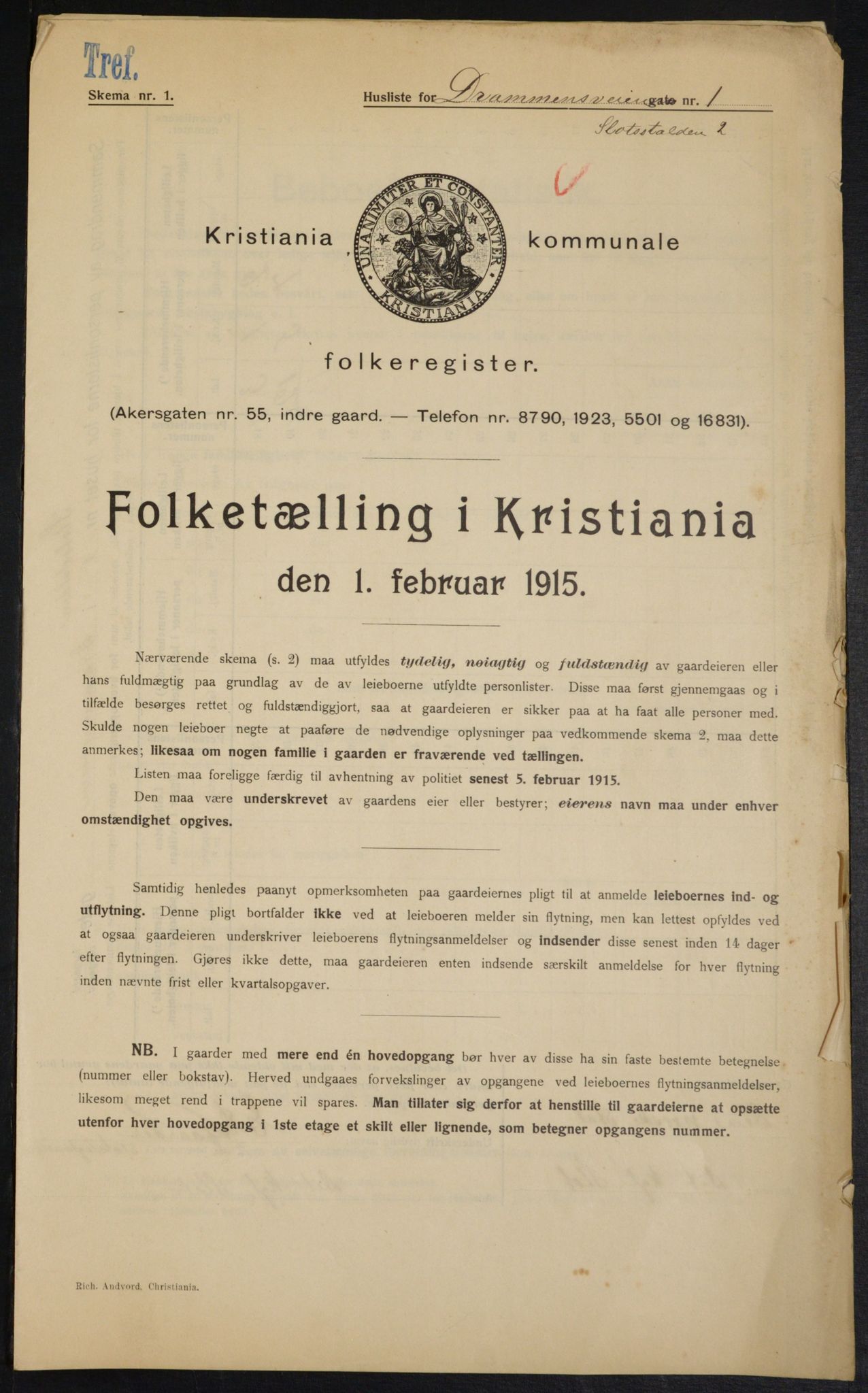 OBA, Kommunal folketelling 1.2.1915 for Kristiania, 1915, s. 16238