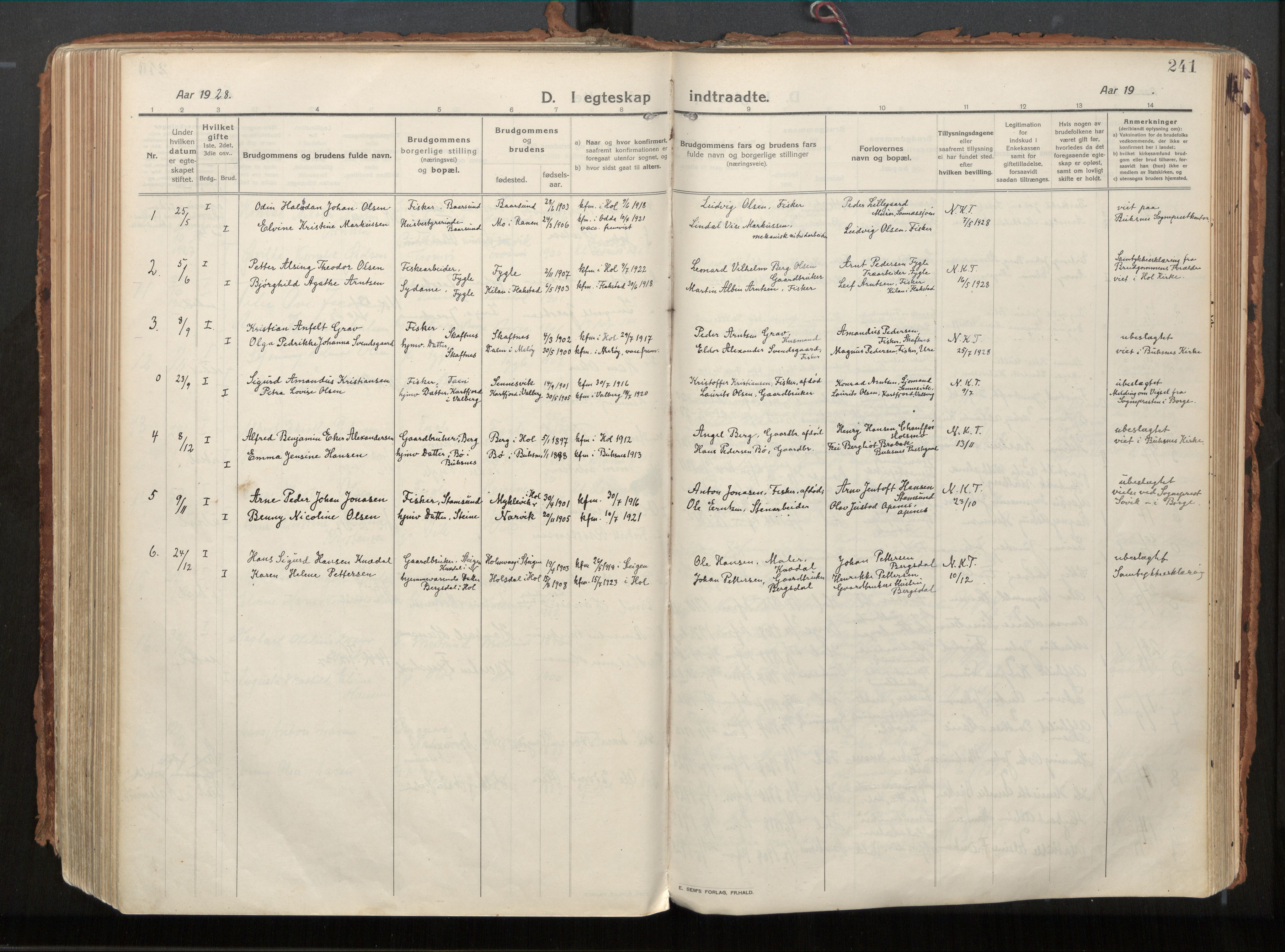 Ministerialprotokoller, klokkerbøker og fødselsregistre - Nordland, AV/SAT-A-1459/882/L1181: Ministerialbok nr. 882A03, 1913-1937, s. 241