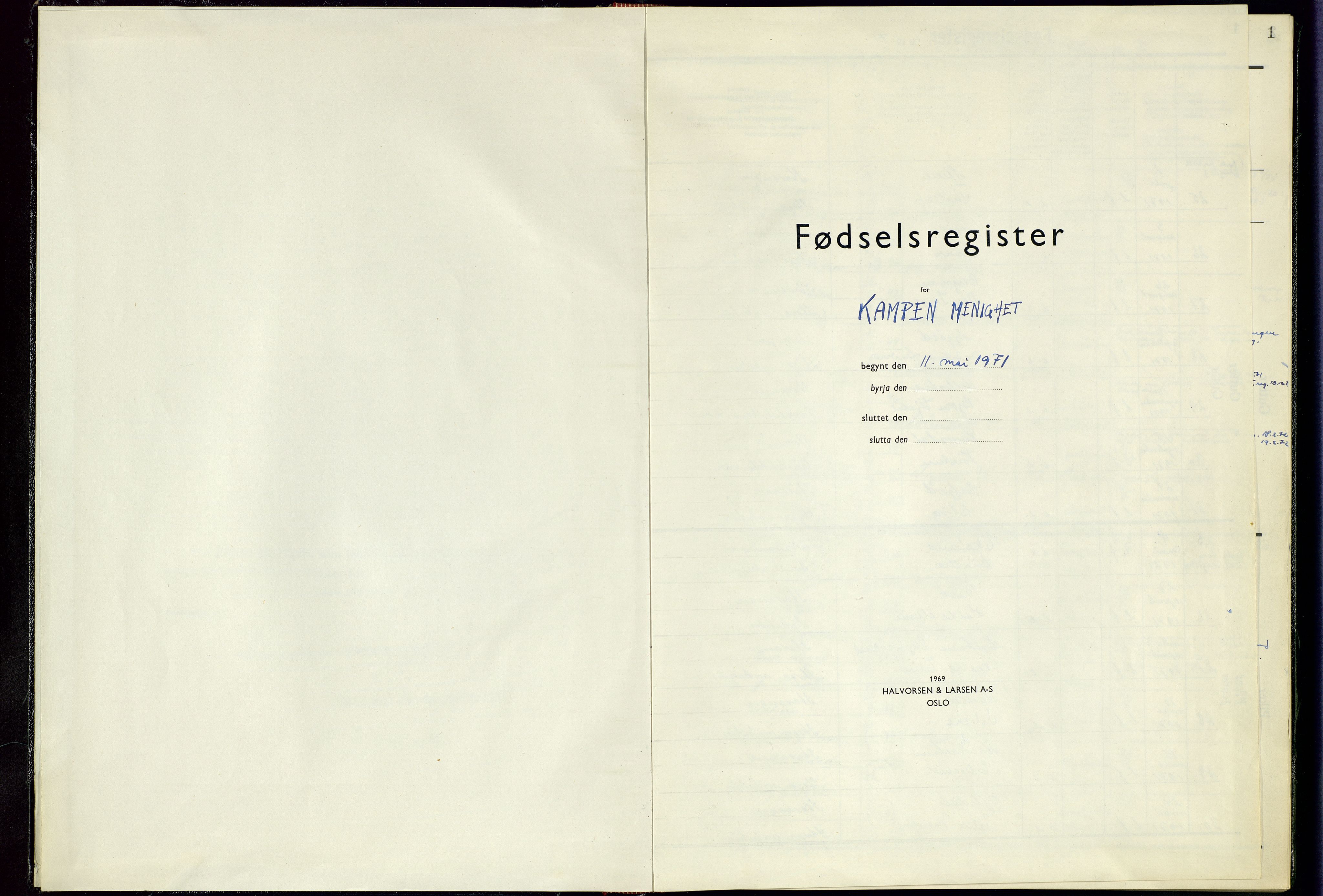 Kampen sokneprestkontor, SAST/A-101818/002/A/L0002: Fødselsregister nr. 2, 1971-1982