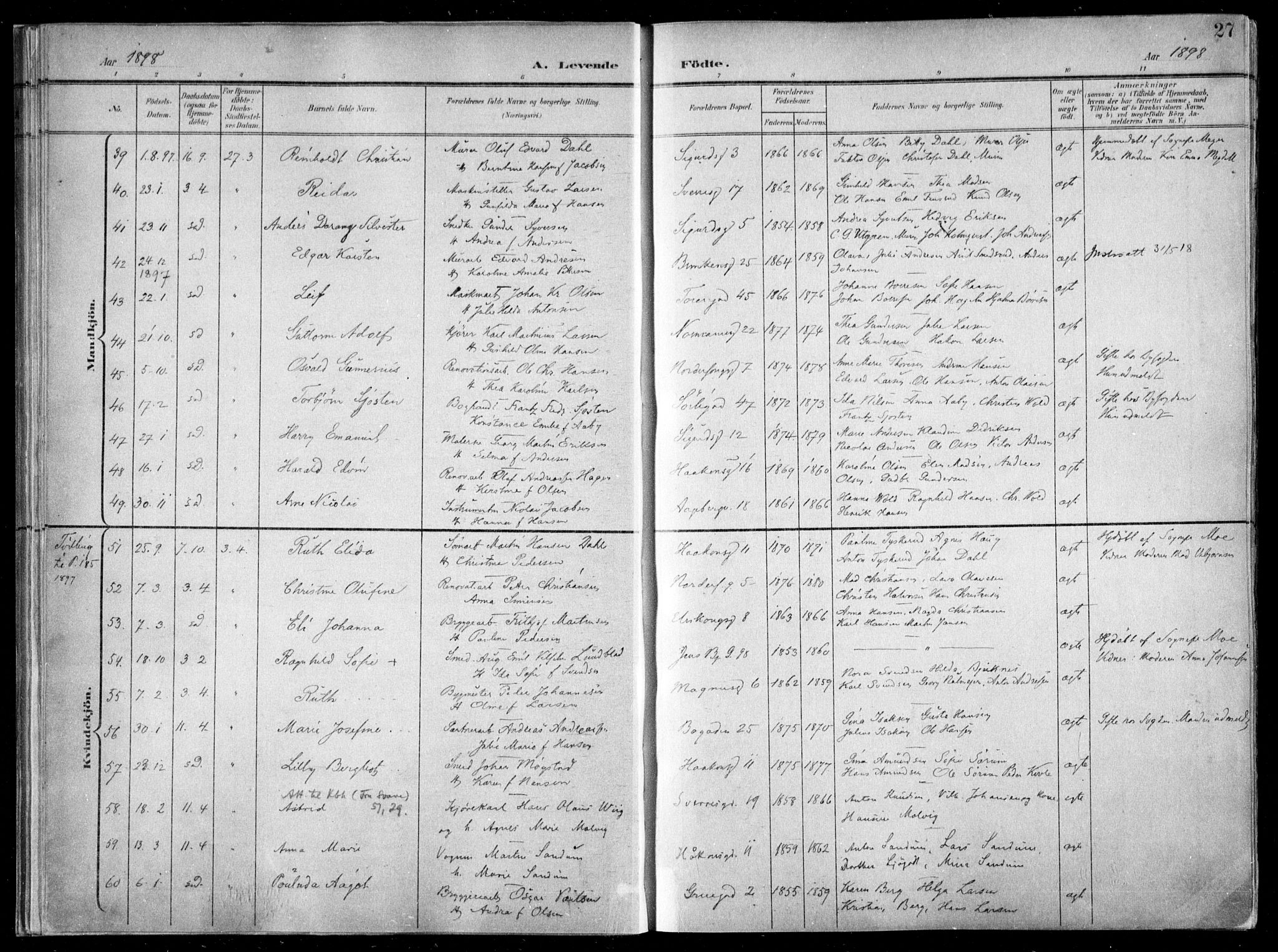 Kampen prestekontor Kirkebøker, AV/SAO-A-10853/F/Fa/L0007: Ministerialbok nr. I 7, 1897-1905, s. 27
