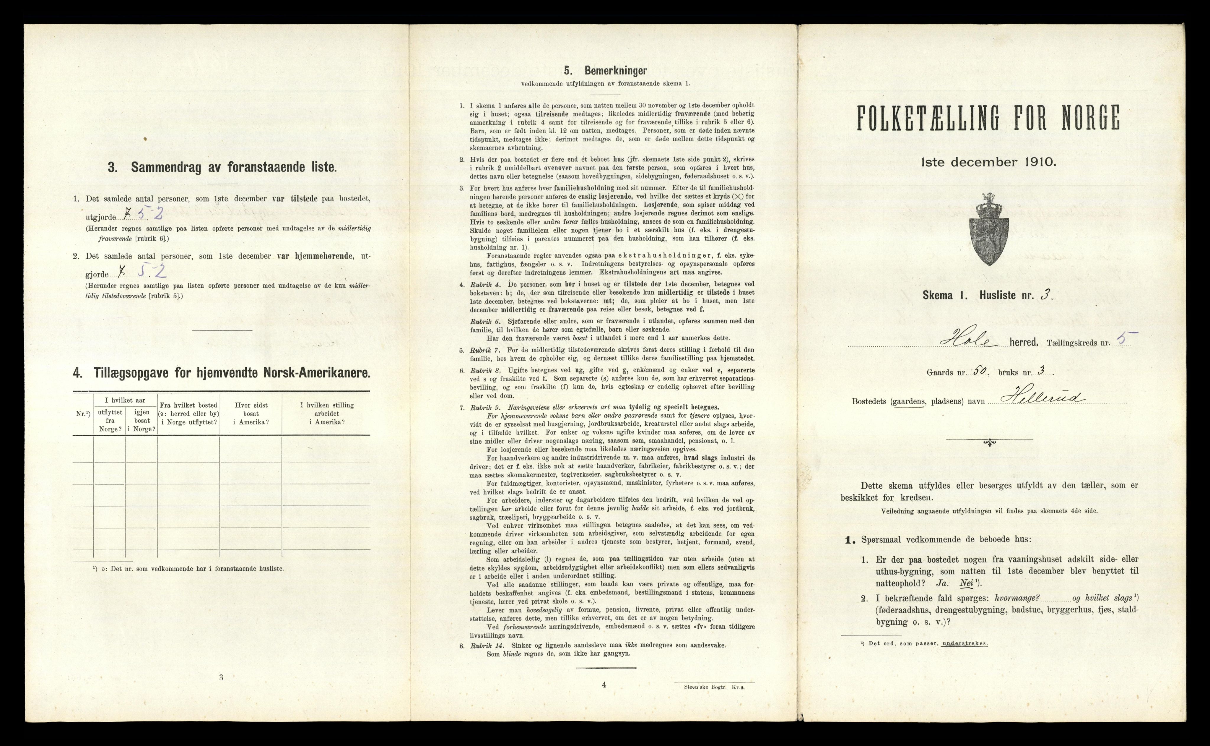 RA, Folketelling 1910 for 0612 Hole herred, 1910, s. 708