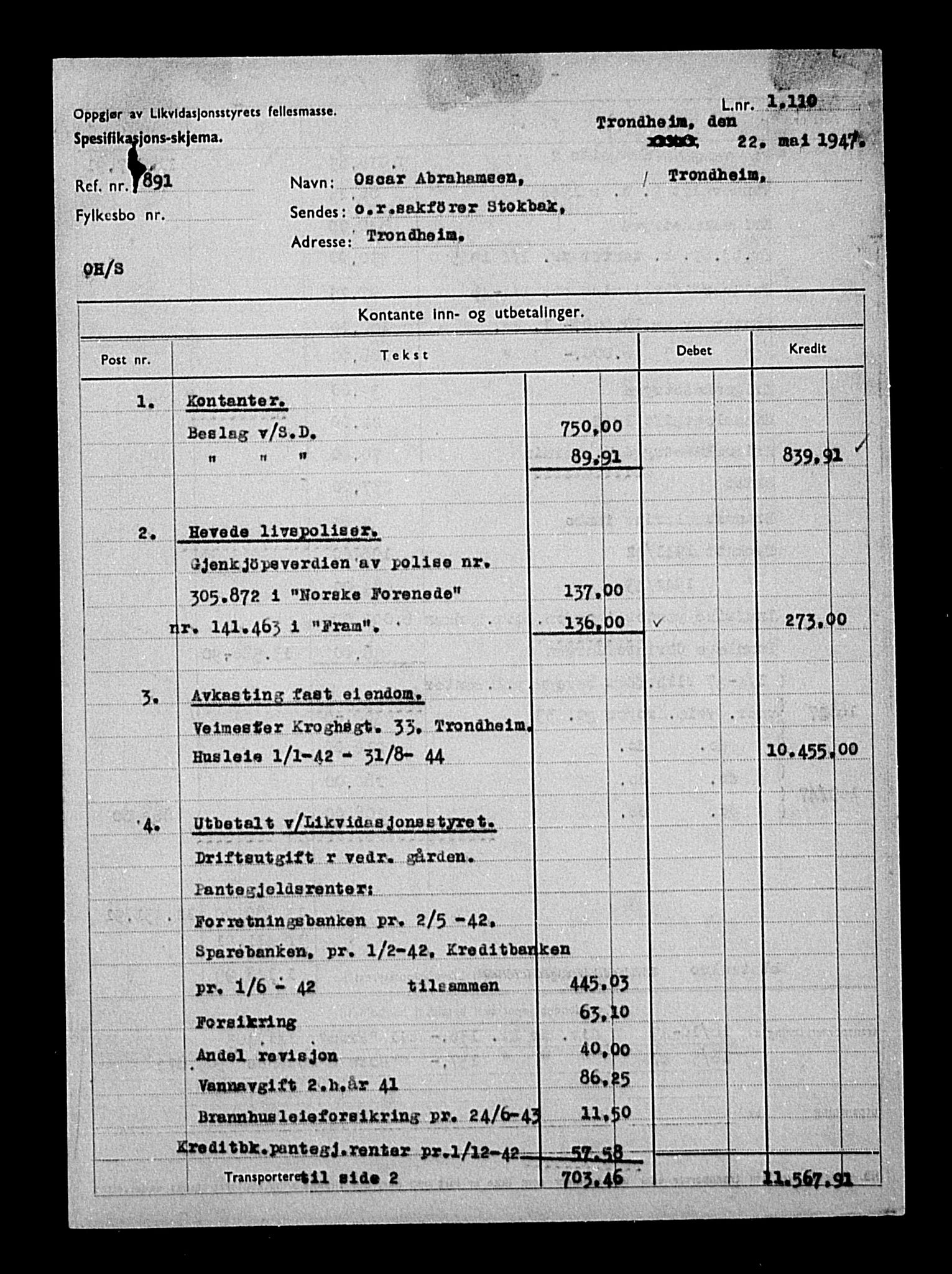 Justisdepartementet, Tilbakeføringskontoret for inndratte formuer, RA/S-1564/H/Hc/Hca/L0891: --, 1945-1947, s. 248