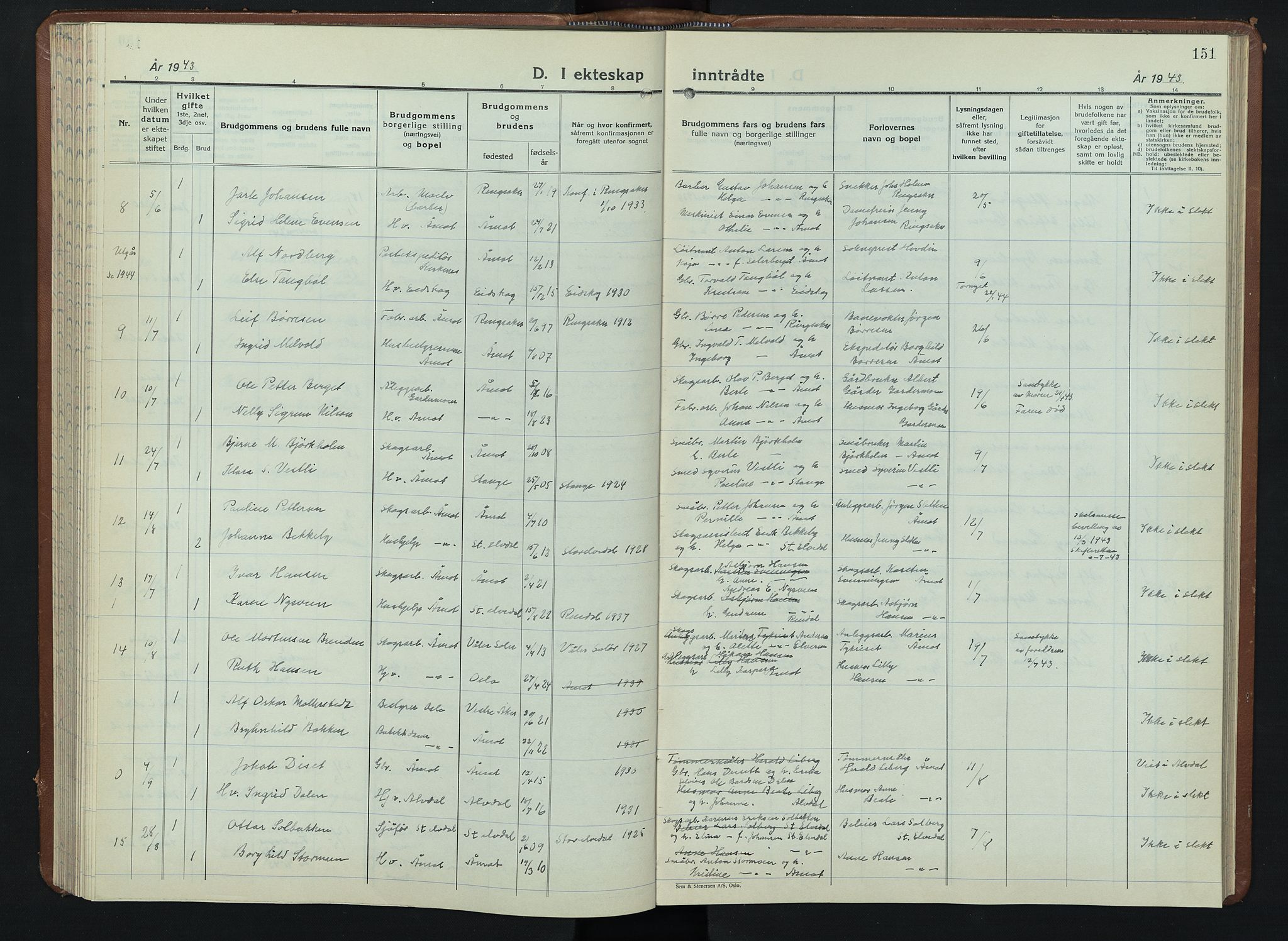 Åmot prestekontor, Hedmark, AV/SAH-PREST-056/H/Ha/Hab/L0008: Klokkerbok nr. 8, 1938-1947, s. 151