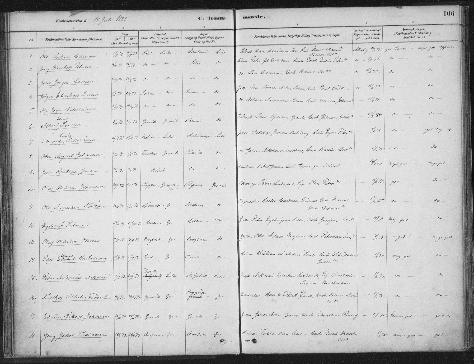 Ministerialprotokoller, klokkerbøker og fødselsregistre - Nord-Trøndelag, SAT/A-1458/788/L0697: Ministerialbok nr. 788A04, 1878-1902, s. 106