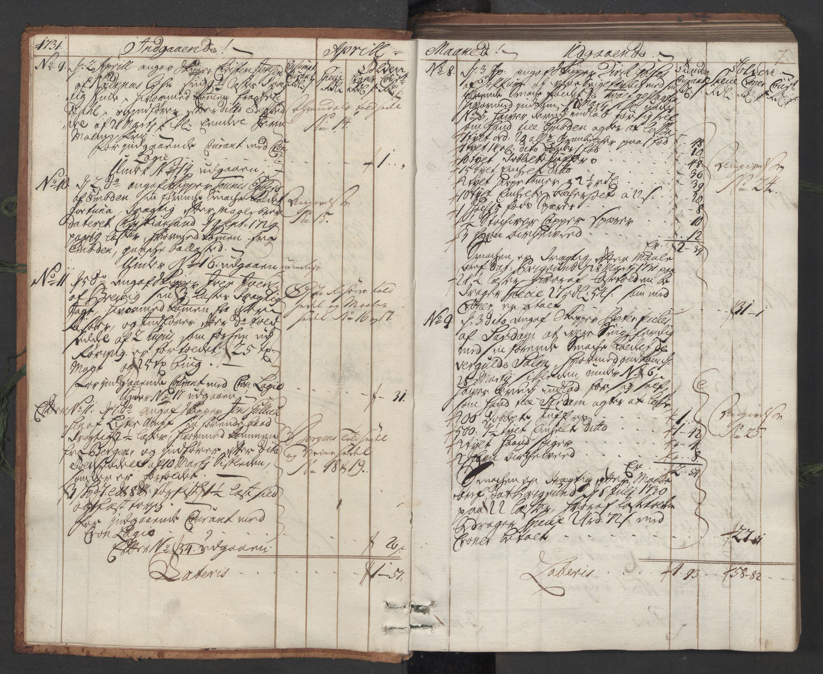 Generaltollkammeret, tollregnskaper, RA/EA-5490/R12/L0007/0001: Tollregnskaper Langesund / Hovedtollbok, 1731, s. 6b-7a