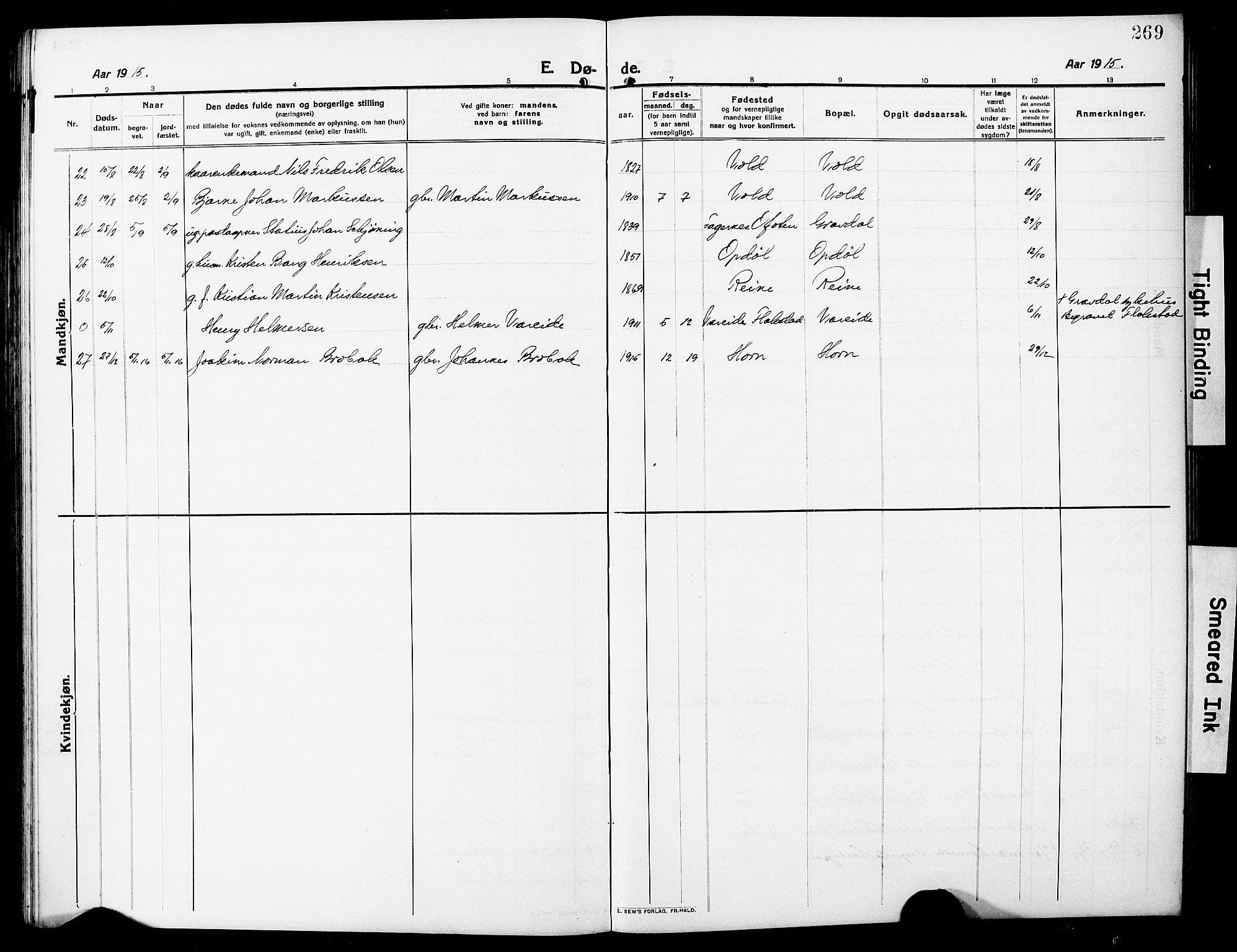 Ministerialprotokoller, klokkerbøker og fødselsregistre - Nordland, SAT/A-1459/881/L1169: Klokkerbok nr. 881C06, 1912-1930, s. 269