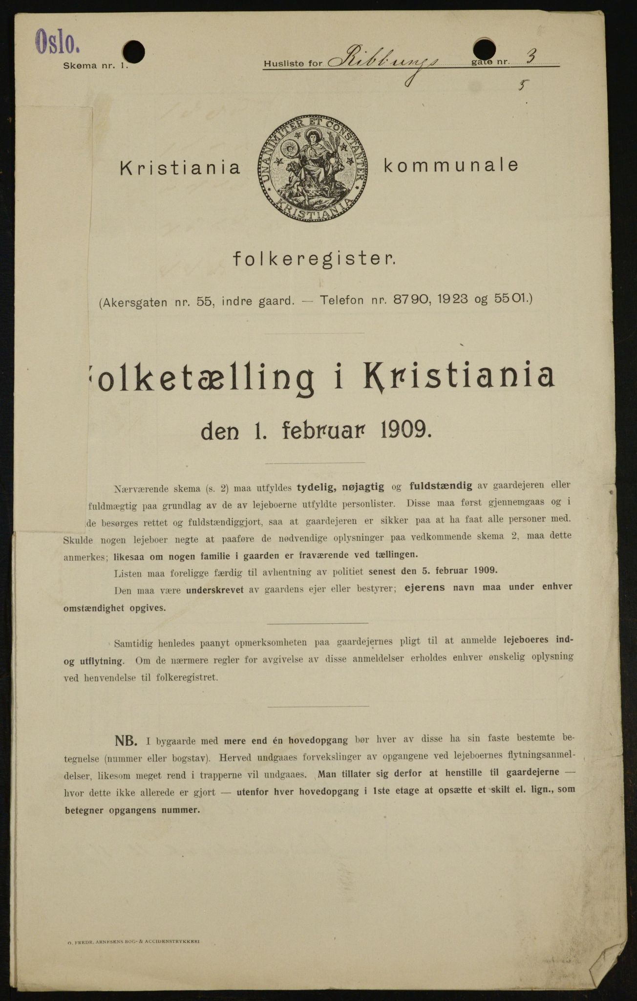 OBA, Kommunal folketelling 1.2.1909 for Kristiania kjøpstad, 1909, s. 75216
