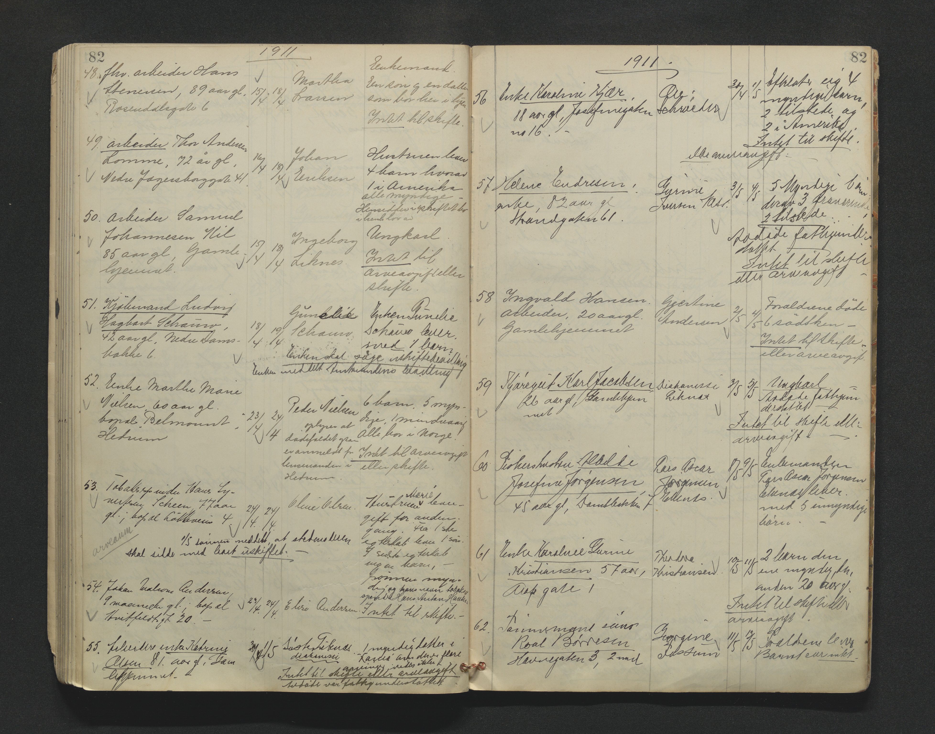 Larvik byfogd, AV/SAKO-A-218/H/Ha/Hab/L0005: Dødsanmeldelsesprotokoll, 1902-1912, s. 82