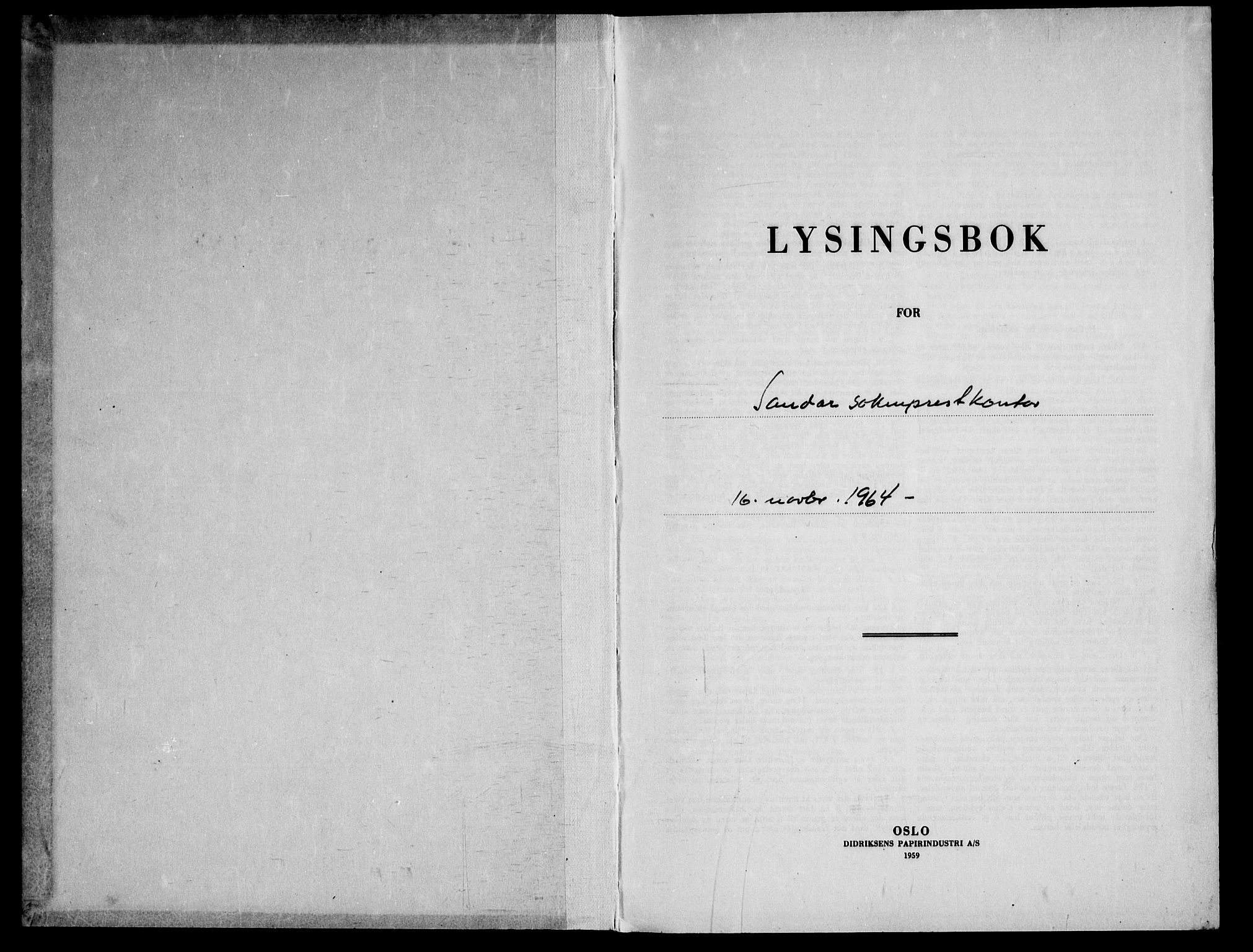 Sandar kirkebøker, AV/SAKO-A-243/H/Ha/L0011: Lysningsprotokoll nr. 11, 1964-1969