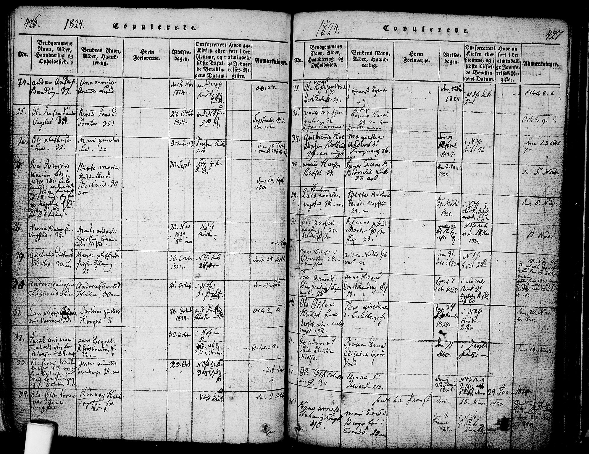 Nes prestekontor Kirkebøker, AV/SAO-A-10410/F/Fa/L0005: Ministerialbok nr. I 5, 1815-1835, s. 426-427