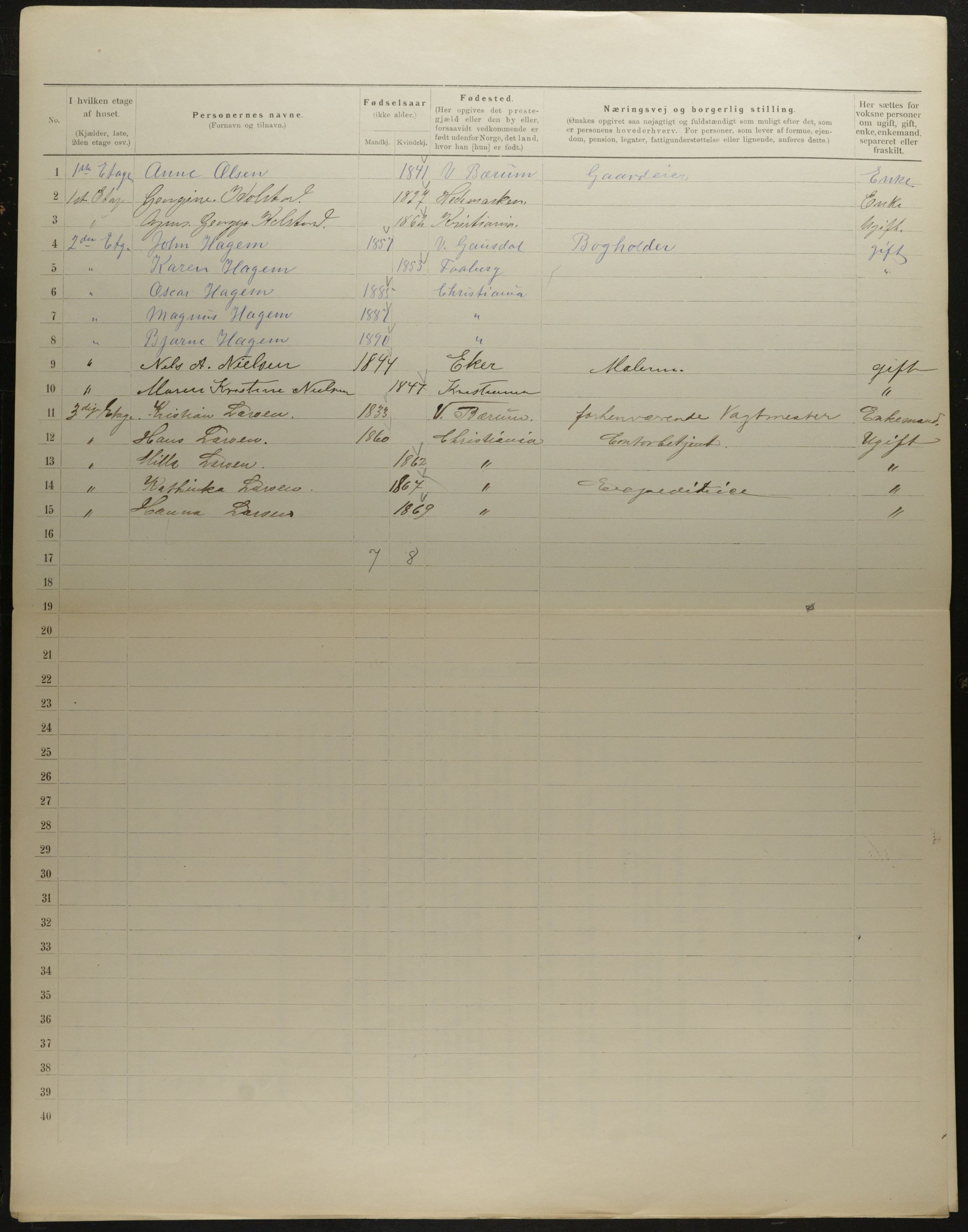 OBA, Kommunal folketelling 31.12.1901 for Kristiania kjøpstad, 1901, s. 7986