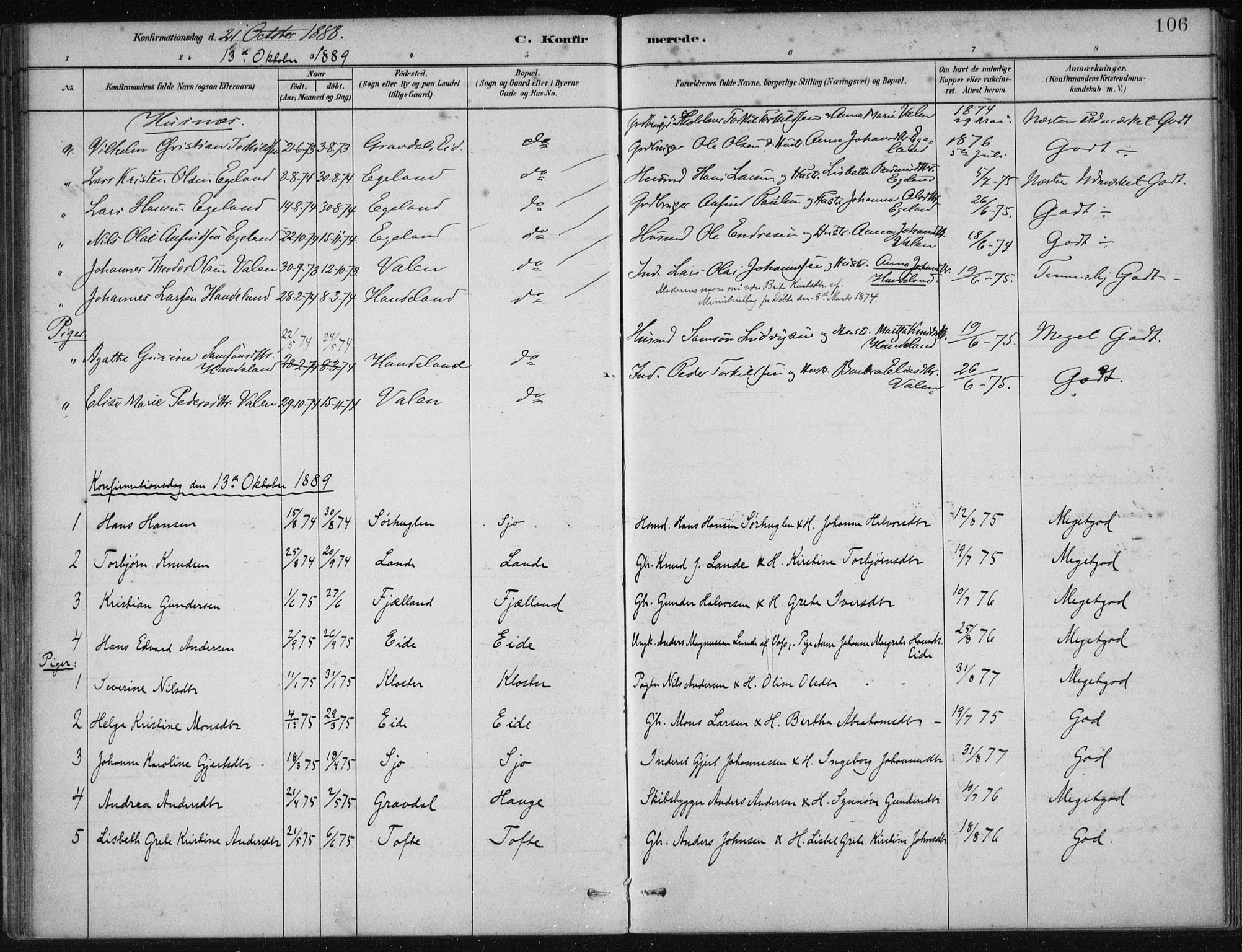 Fjelberg sokneprestembete, AV/SAB-A-75201/H/Haa: Ministerialbok nr. C  1, 1879-1918, s. 106
