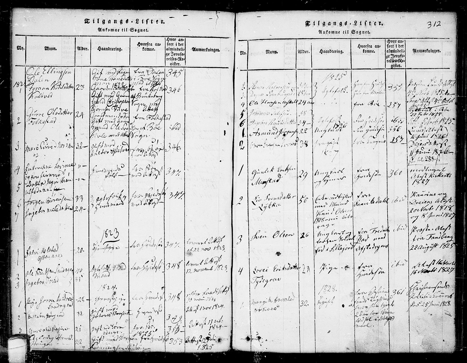 Seljord kirkebøker, AV/SAKO-A-20/G/Ga/L0001: Klokkerbok nr. I 1, 1815-1854, s. 312