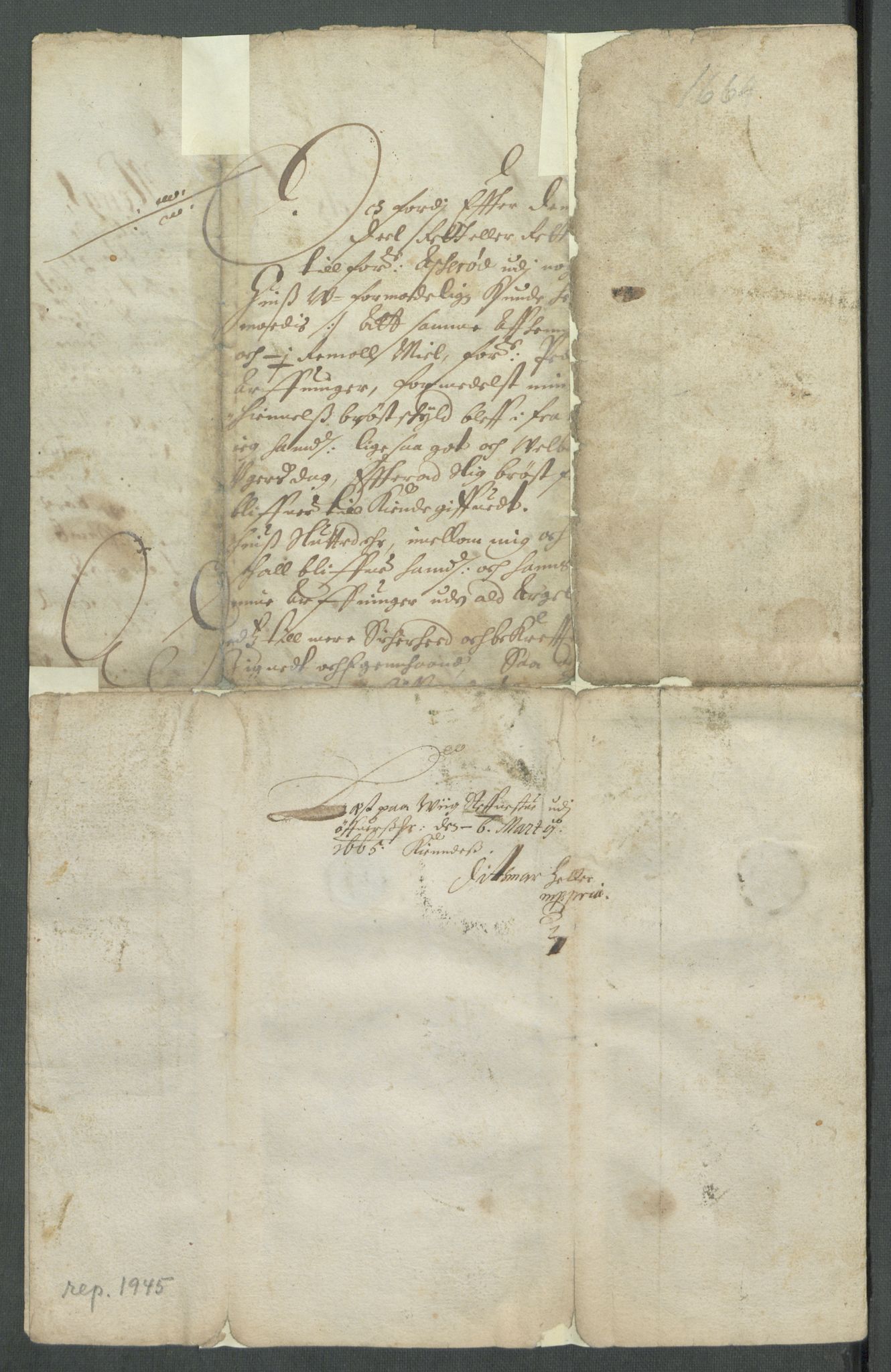 Riksarkivets diplomsamling, AV/RA-EA-5965/F02/L0170: Dokumenter, 1664-1666, s. 84