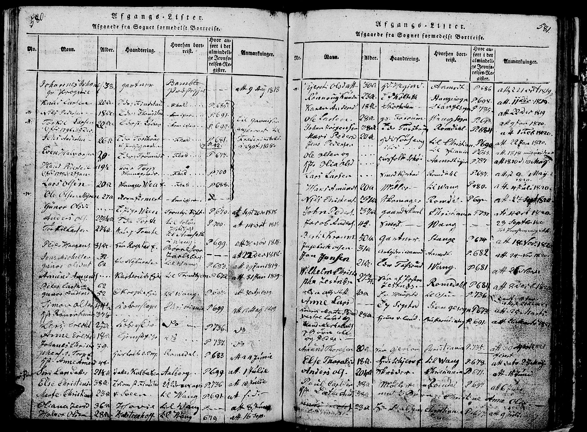 Løten prestekontor, AV/SAH-PREST-022/L/La/L0001: Klokkerbok nr. 1, 1812-1832, s. 580-581