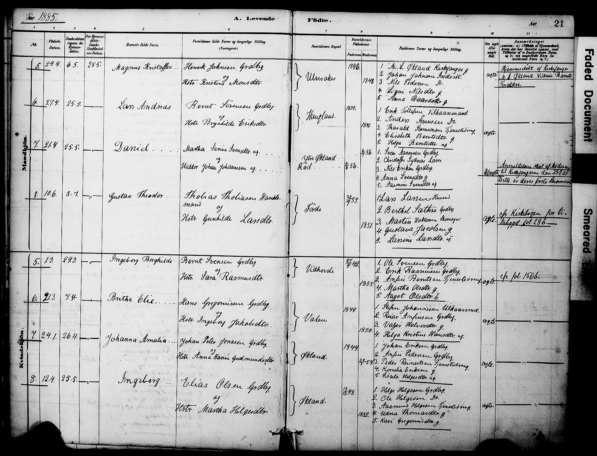 Sveio Sokneprestembete, AV/SAB-A-78501/H/Haa: Ministerialbok nr. C 2, 1881-1899, s. 21