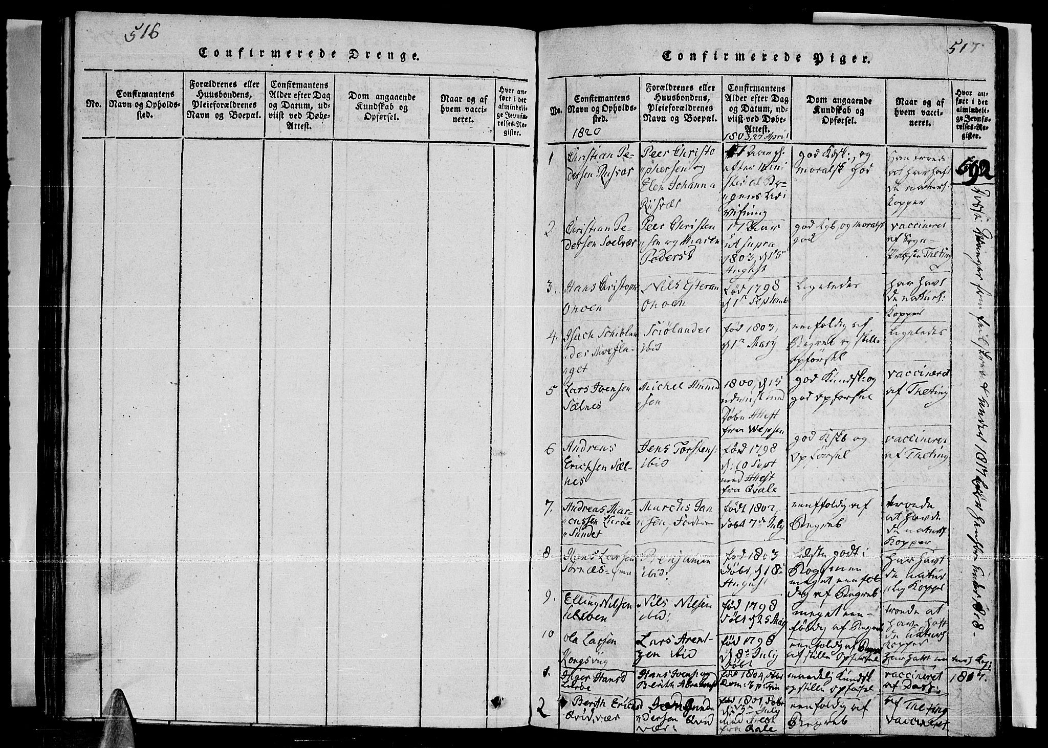 Ministerialprotokoller, klokkerbøker og fødselsregistre - Nordland, AV/SAT-A-1459/841/L0593: Ministerialbok nr. 841A04 /3, 1820-1825, s. 516-517