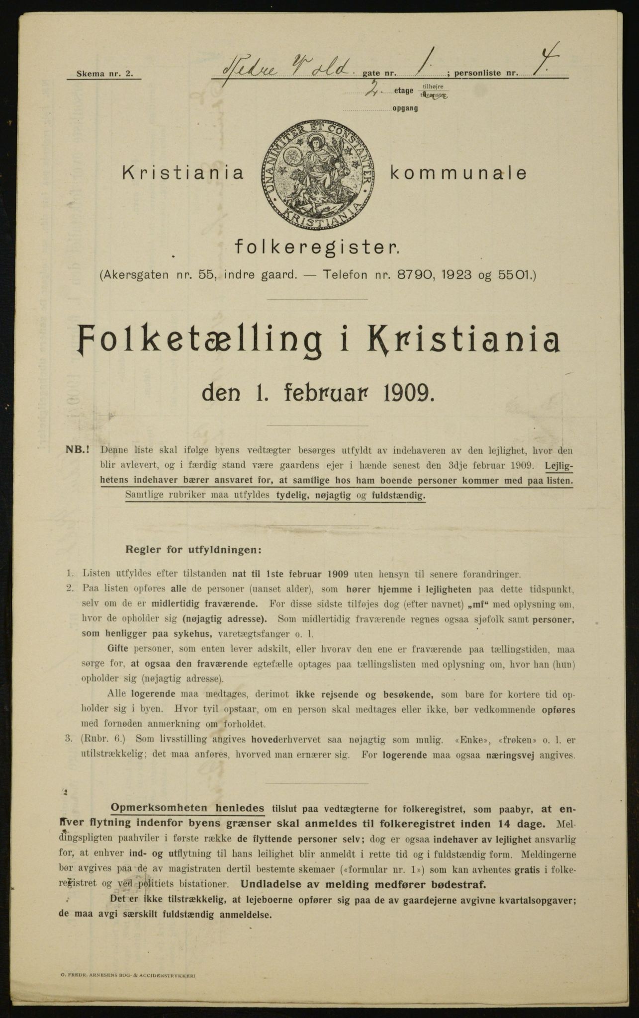 OBA, Kommunal folketelling 1.2.1909 for Kristiania kjøpstad, 1909, s. 63065