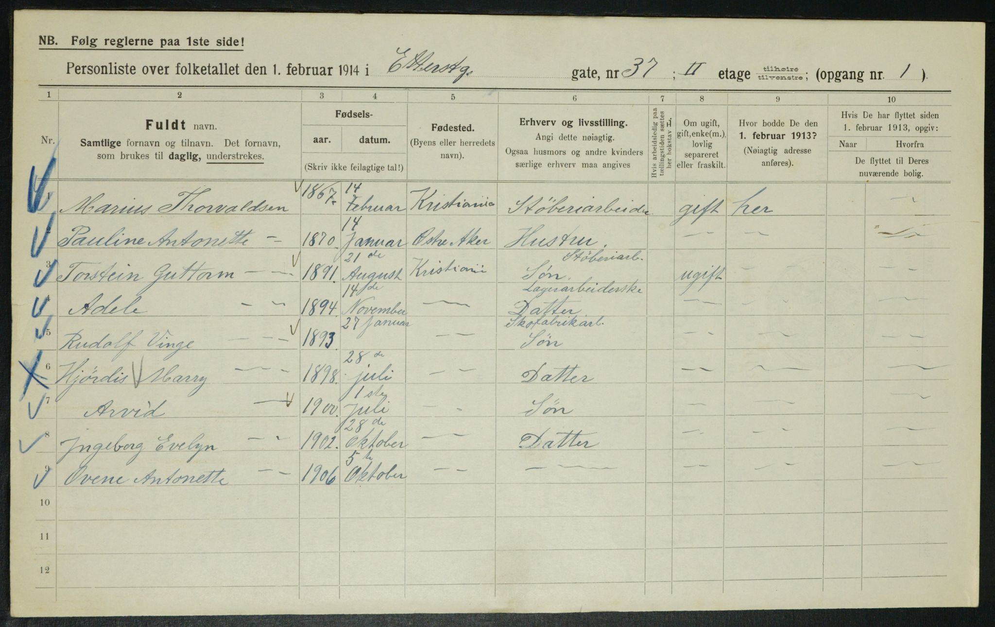 OBA, Kommunal folketelling 1.2.1914 for Kristiania, 1914, s. 22782