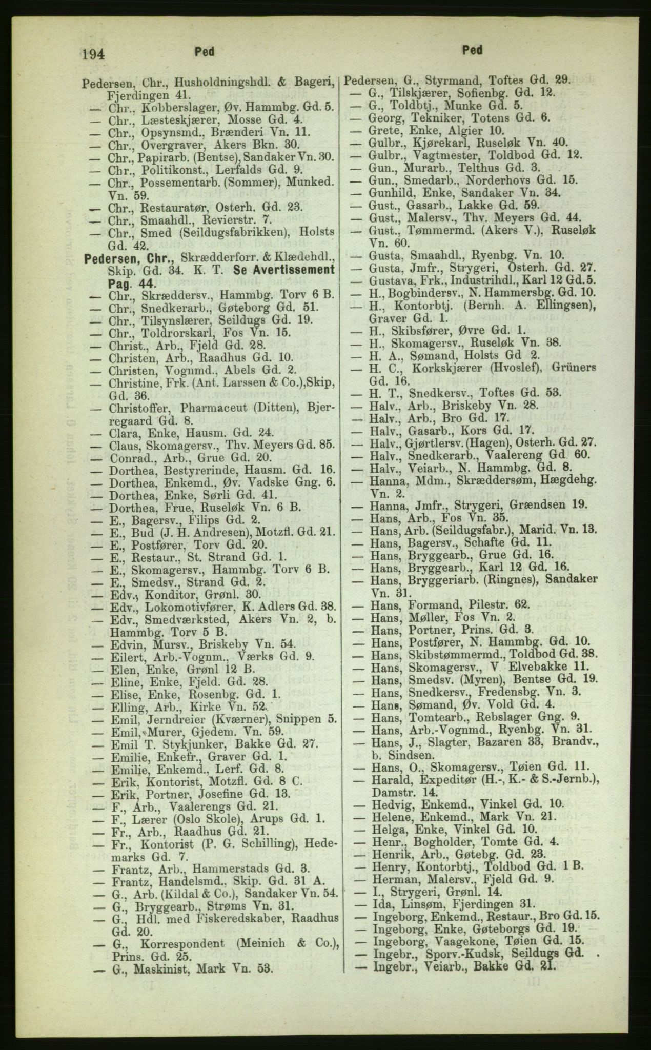 Kristiania/Oslo adressebok, PUBL/-, 1883, s. 194