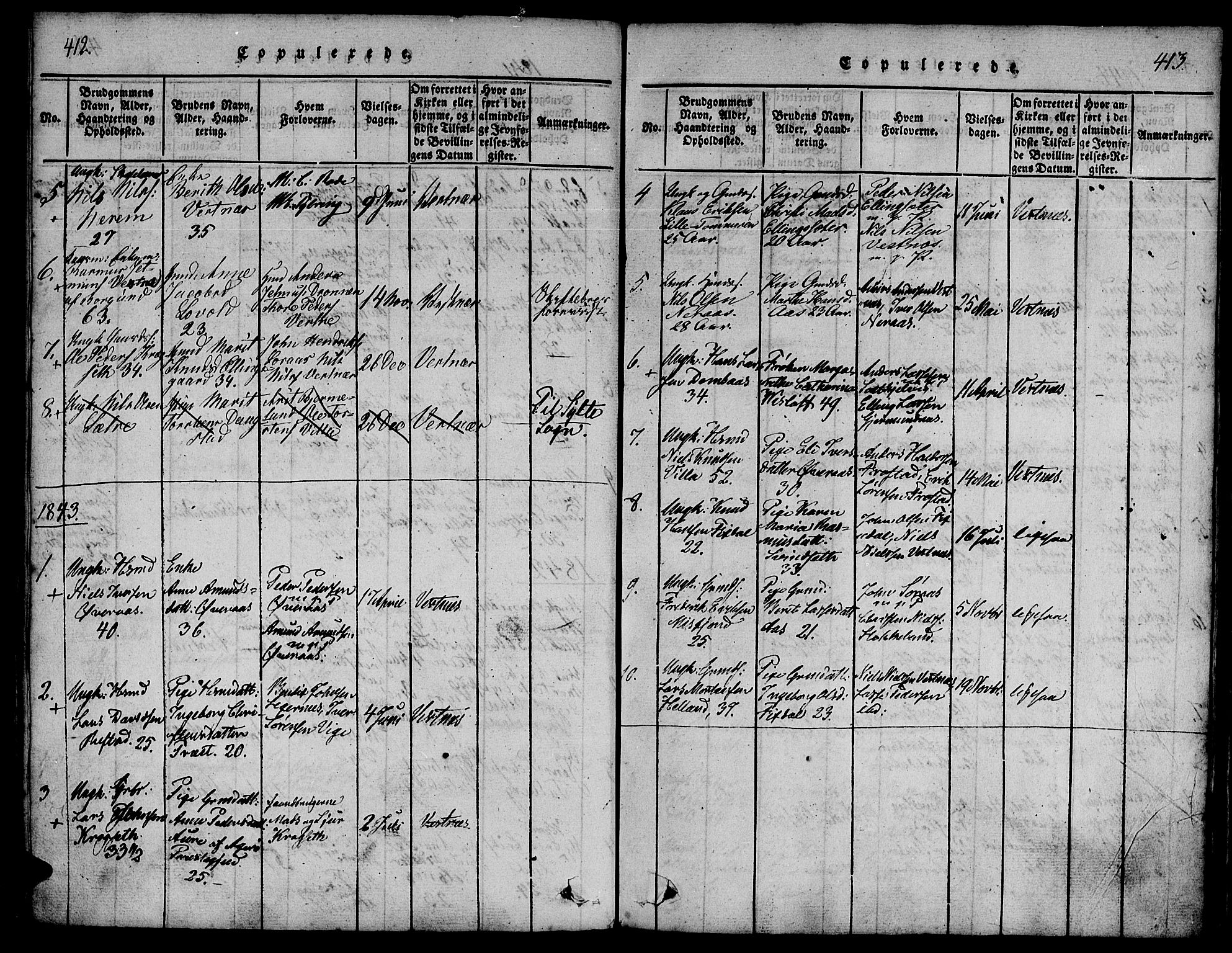 Ministerialprotokoller, klokkerbøker og fødselsregistre - Møre og Romsdal, SAT/A-1454/539/L0528: Ministerialbok nr. 539A01, 1818-1847, s. 412-413