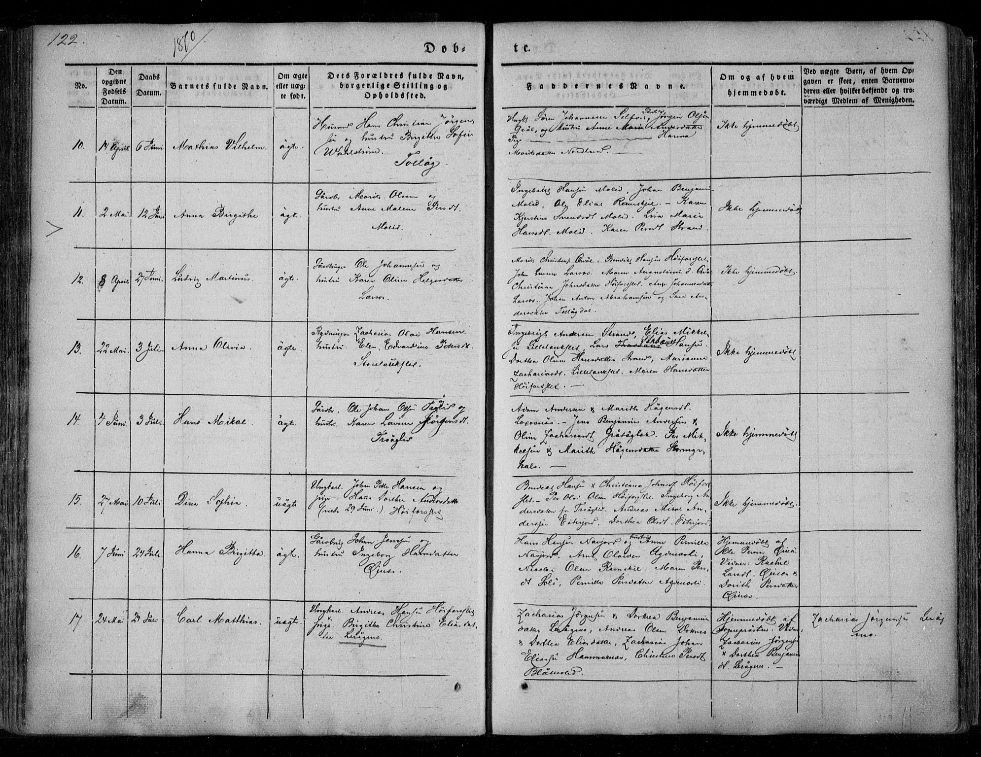 Ministerialprotokoller, klokkerbøker og fødselsregistre - Nordland, AV/SAT-A-1459/846/L0644: Ministerialbok nr. 846A02, 1837-1872, s. 122