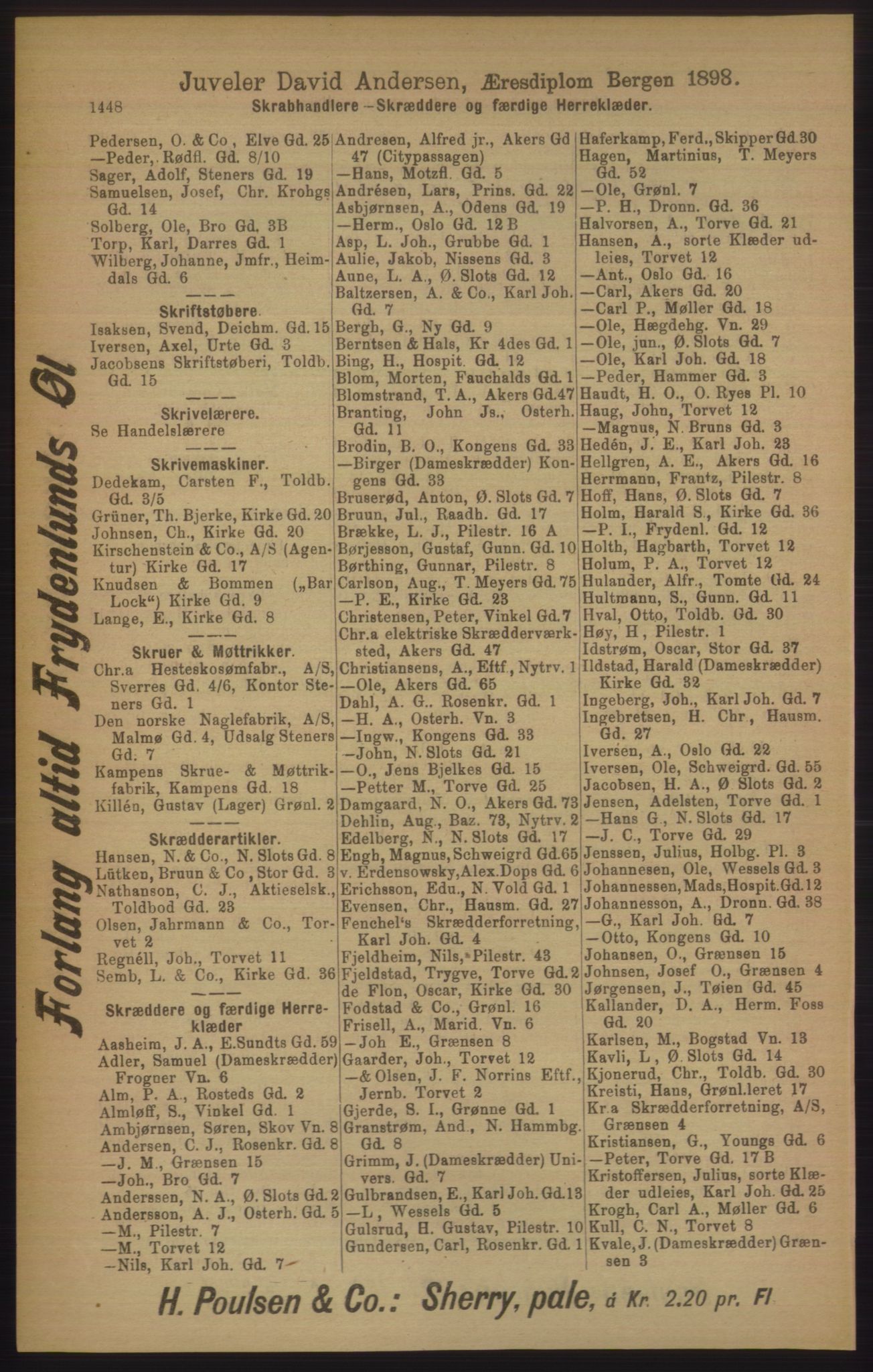 Kristiania/Oslo adressebok, PUBL/-, 1906, s. 1448