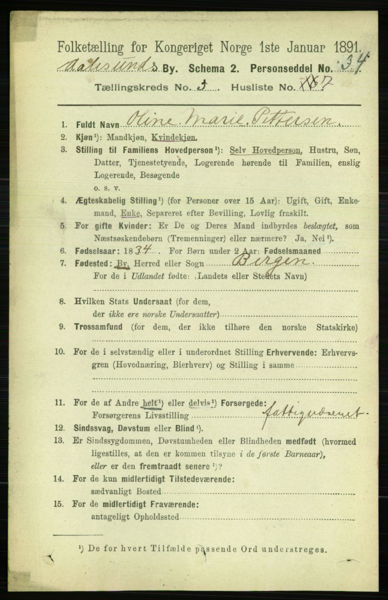 RA, Folketelling 1891 for 1501 Ålesund kjøpstad, 1891, s. 3675