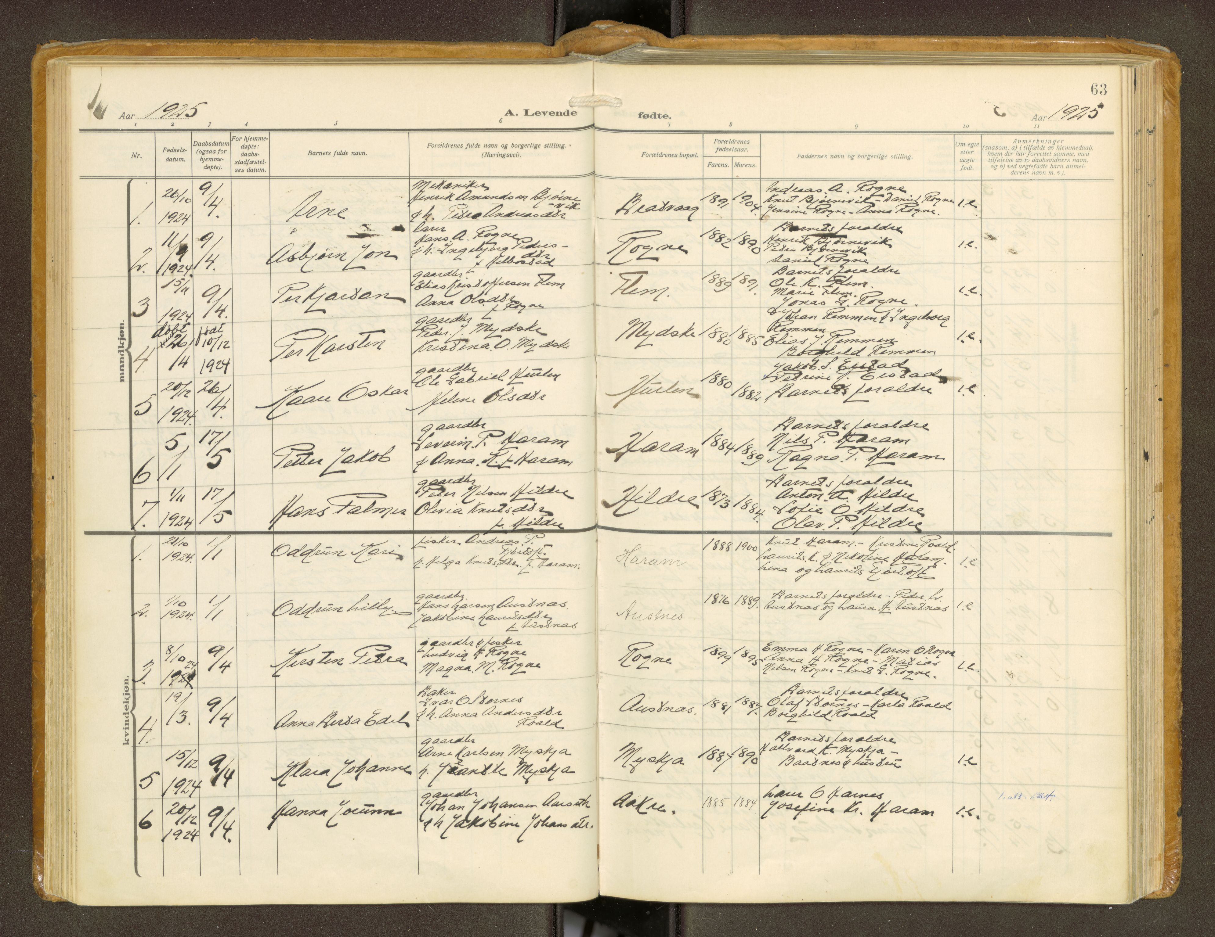 Ministerialprotokoller, klokkerbøker og fødselsregistre - Møre og Romsdal, AV/SAT-A-1454/536/L0518: Ministerialbok nr. 536A--, 1914-1931, s. 63