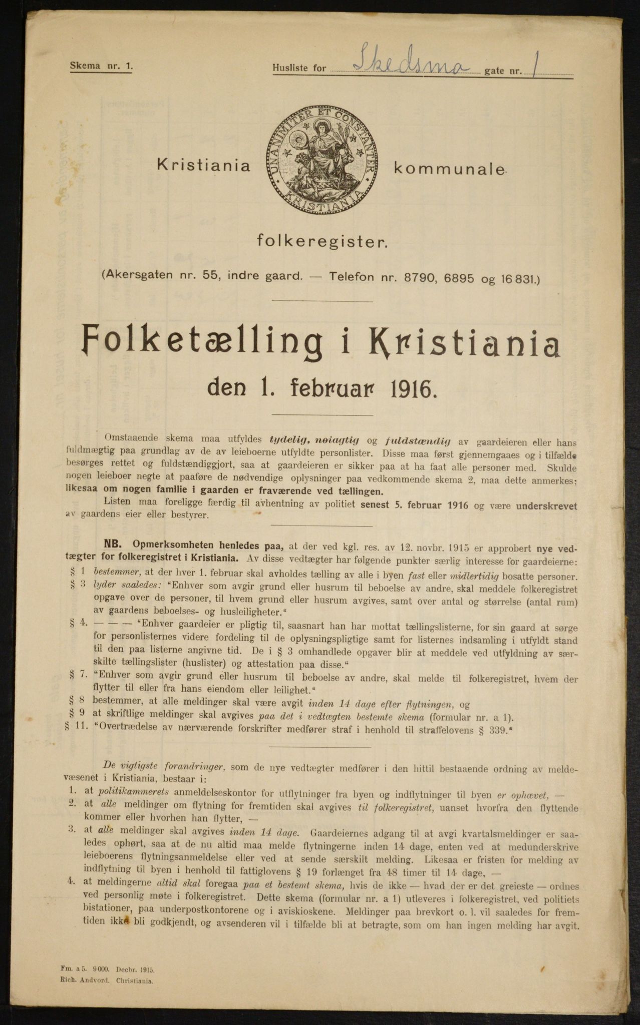 OBA, Kommunal folketelling 1.2.1916 for Kristiania, 1916, s. 97696