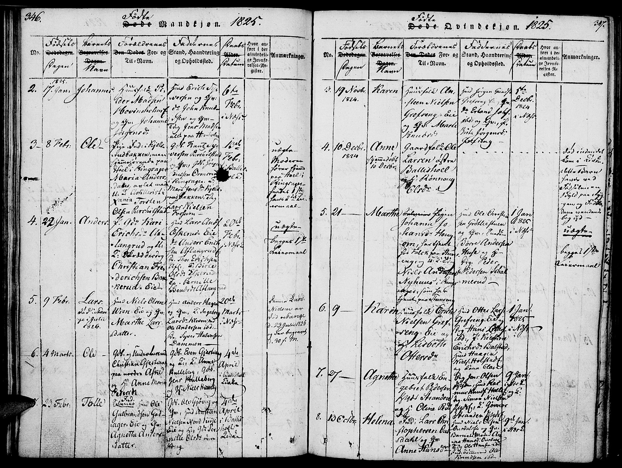 Nes prestekontor, Hedmark, SAH/PREST-020/K/Ka/L0002: Ministerialbok nr. 2, 1813-1827, s. 346-347