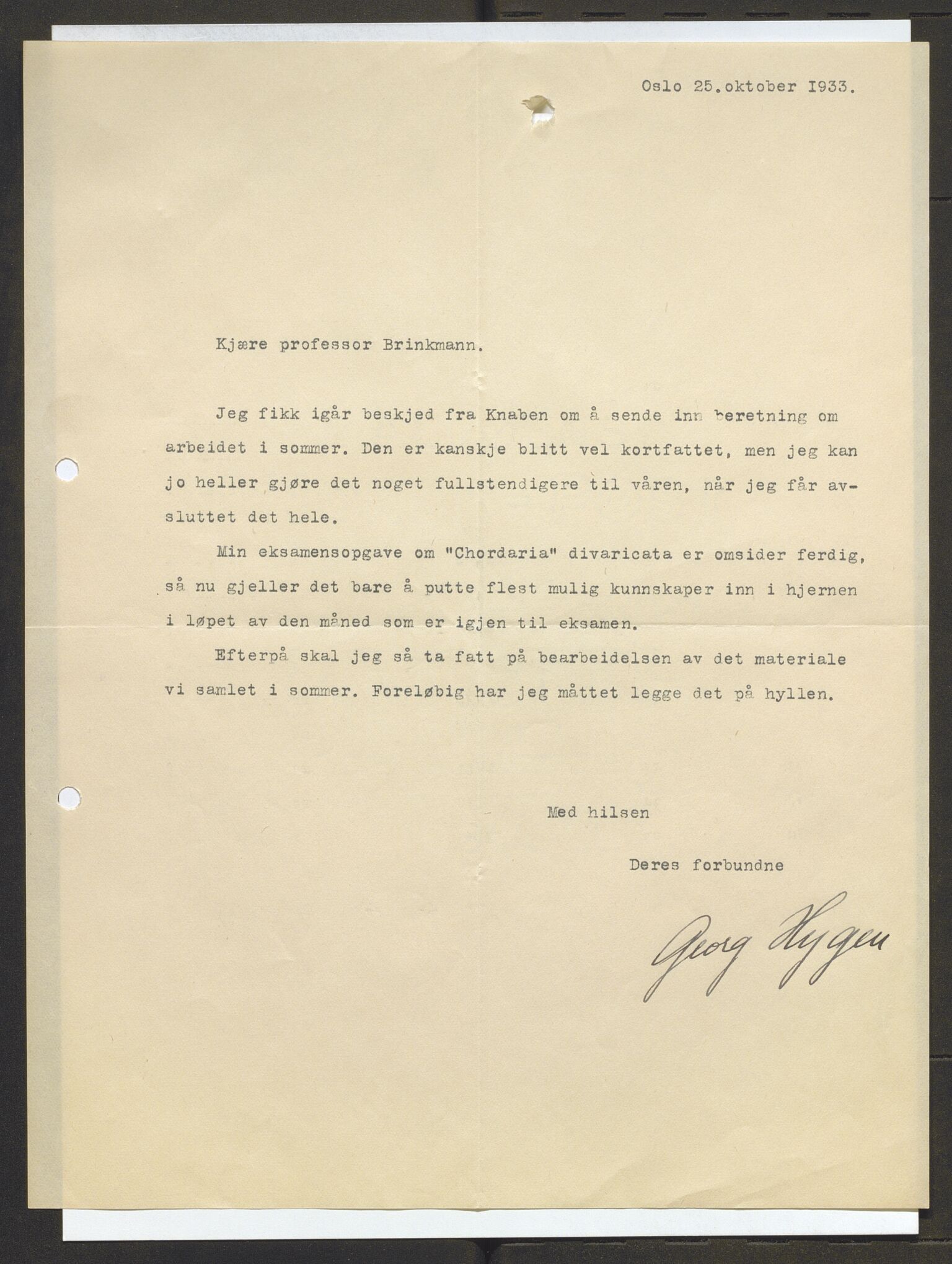 Bergens Museum, AV/SAB-A-17301/13/D/L0002: Korrespondanse , 1928-1940, s. 563