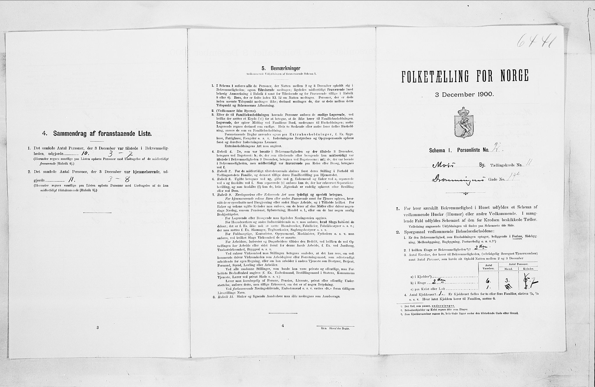 SAO, Folketelling 1900 for 0104 Moss kjøpstad, 1900