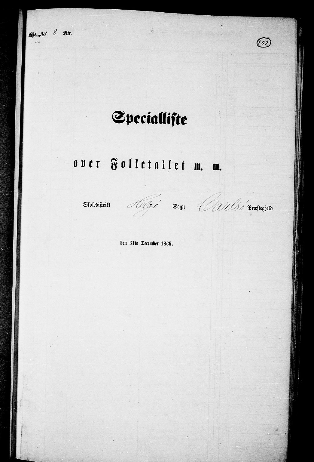 RA, Folketelling 1865 for 1936P Karlsøy prestegjeld, 1865, s. 99