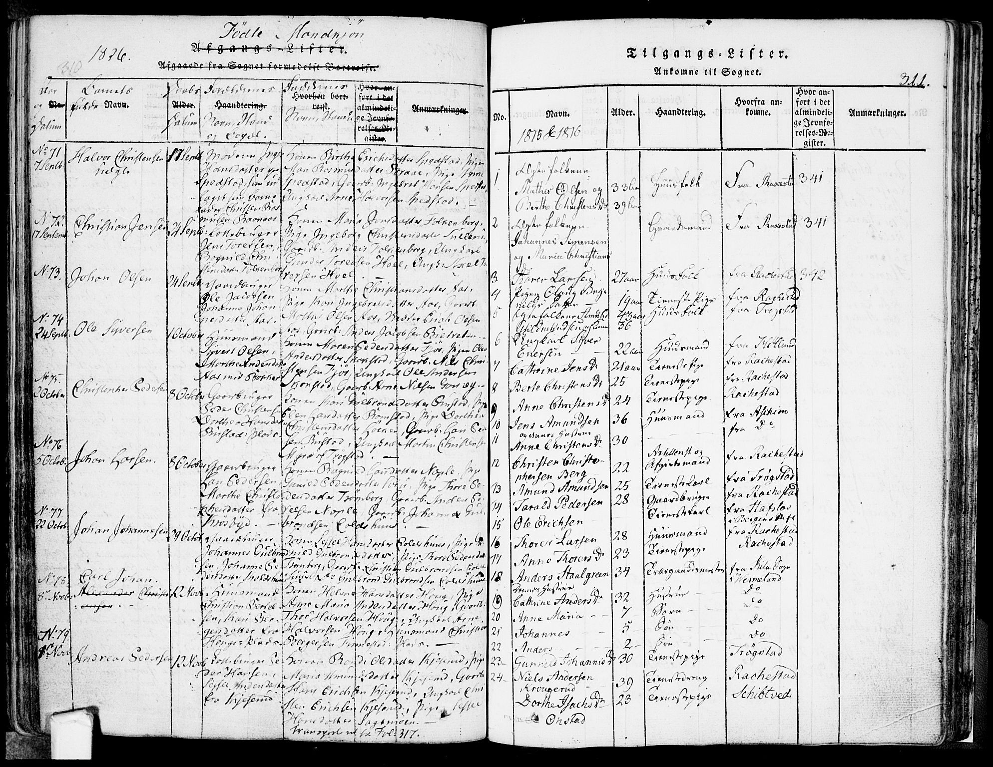 Eidsberg prestekontor Kirkebøker, AV/SAO-A-10905/F/Fa/L0007: Ministerialbok nr. I 7, 1814-1832, s. 311