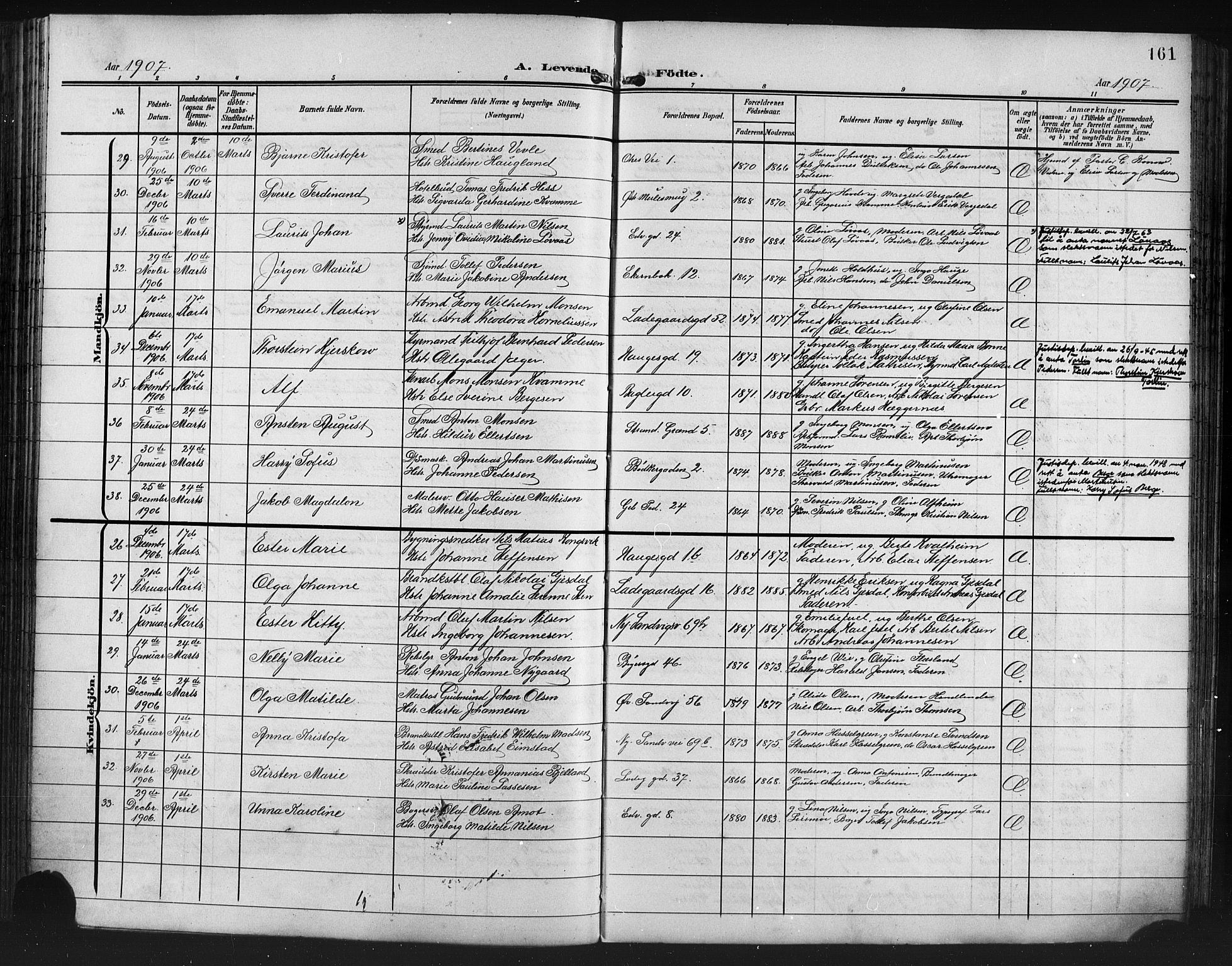 Sandviken Sokneprestembete, AV/SAB-A-77601/H/Hb/L0004: Klokkerbok nr. B 1, 1901-1914, s. 161