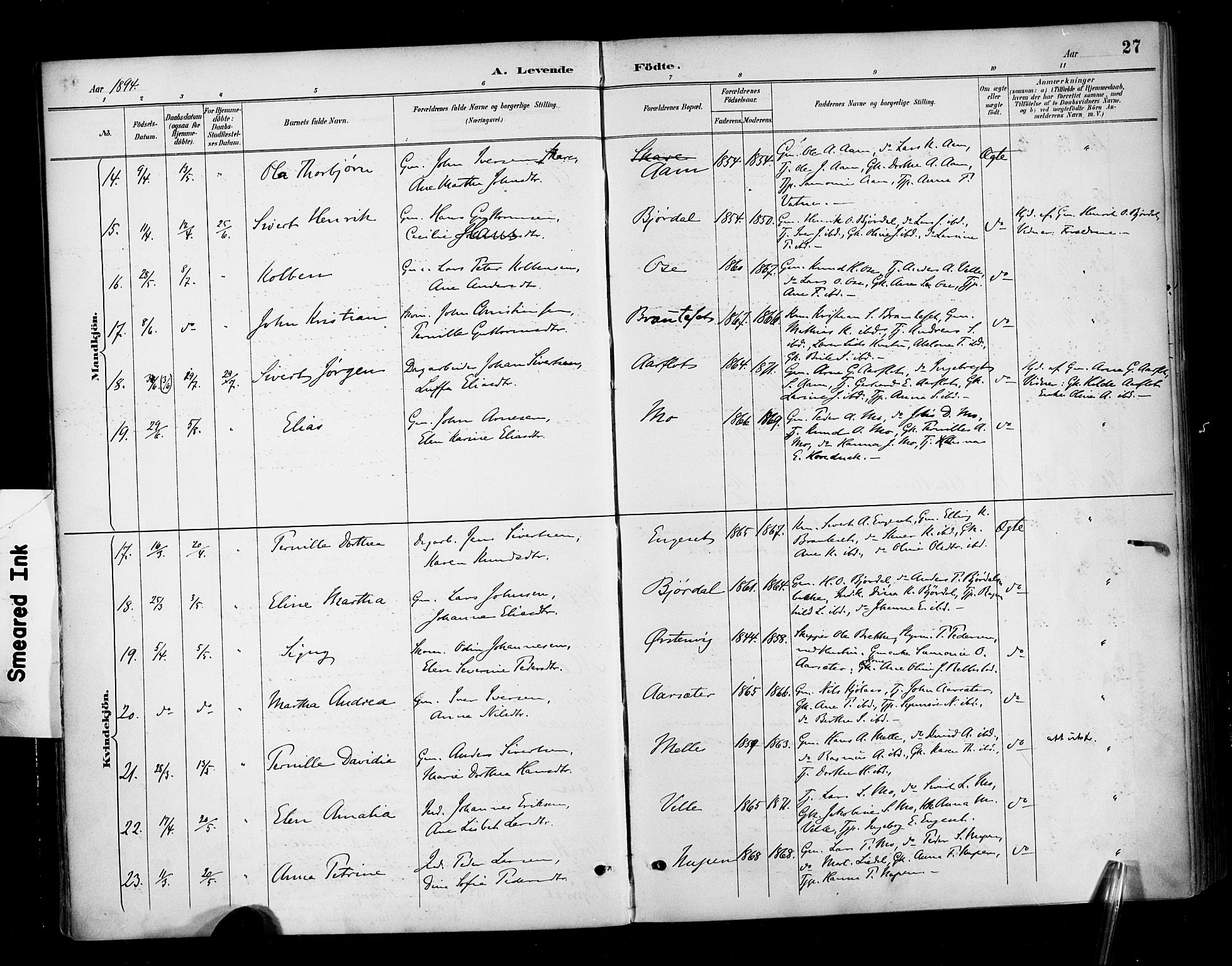 Ministerialprotokoller, klokkerbøker og fødselsregistre - Møre og Romsdal, AV/SAT-A-1454/513/L0177: Ministerialbok nr. 513A04, 1890-1906, s. 27