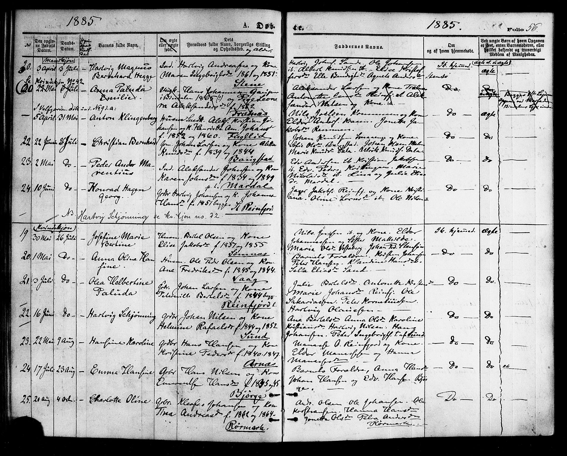 Ministerialprotokoller, klokkerbøker og fødselsregistre - Nordland, AV/SAT-A-1459/812/L0177: Ministerialbok nr. 812A06, 1875-1885, s. 56