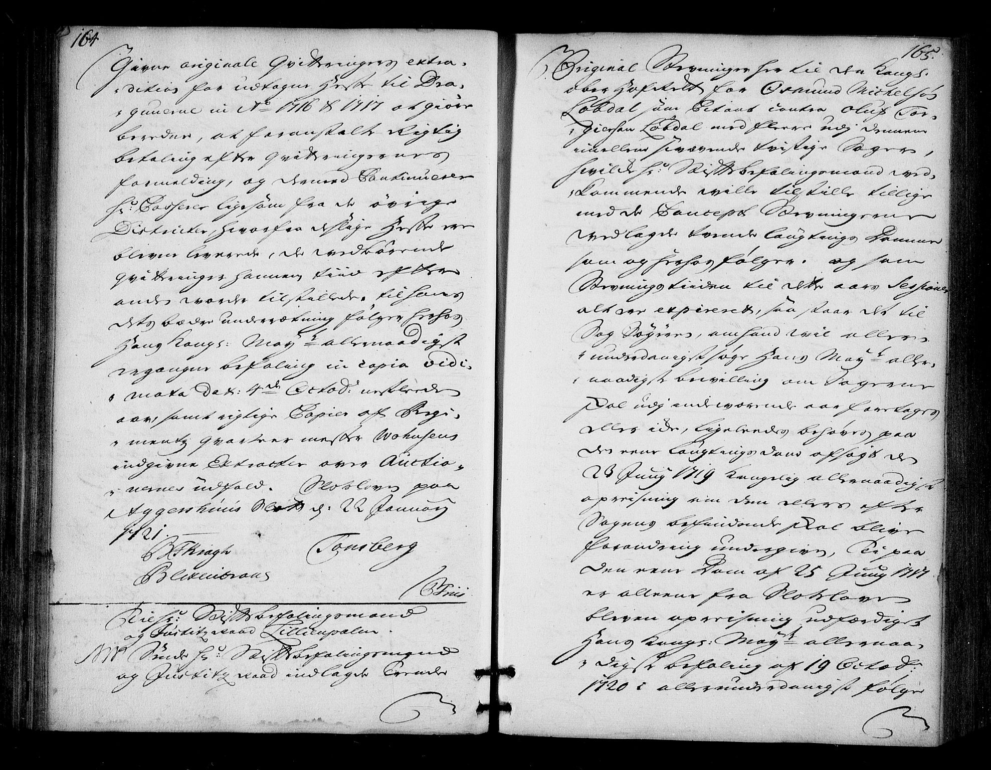 Stattholderembetet 1572-1771, AV/RA-EA-2870/Bd/L0013: Ordreprotokoll, 1720-1722, s. 164-165
