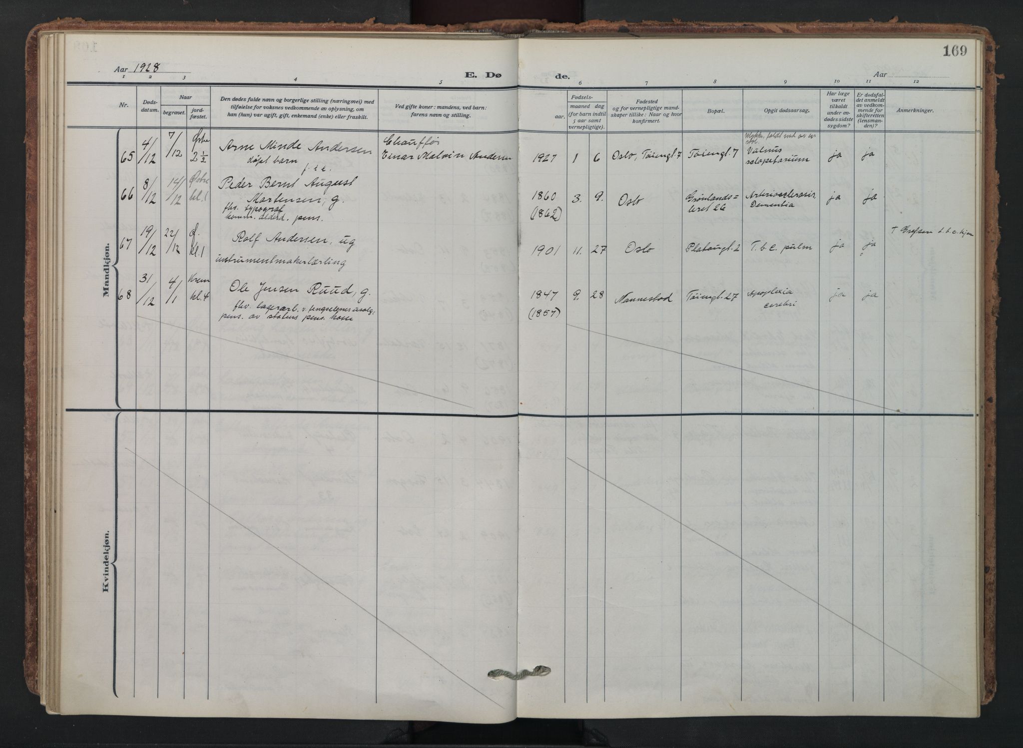 Grønland prestekontor Kirkebøker, SAO/A-10848/F/Fa/L0019: Ministerialbok nr. 19, 1918-1938, s. 169