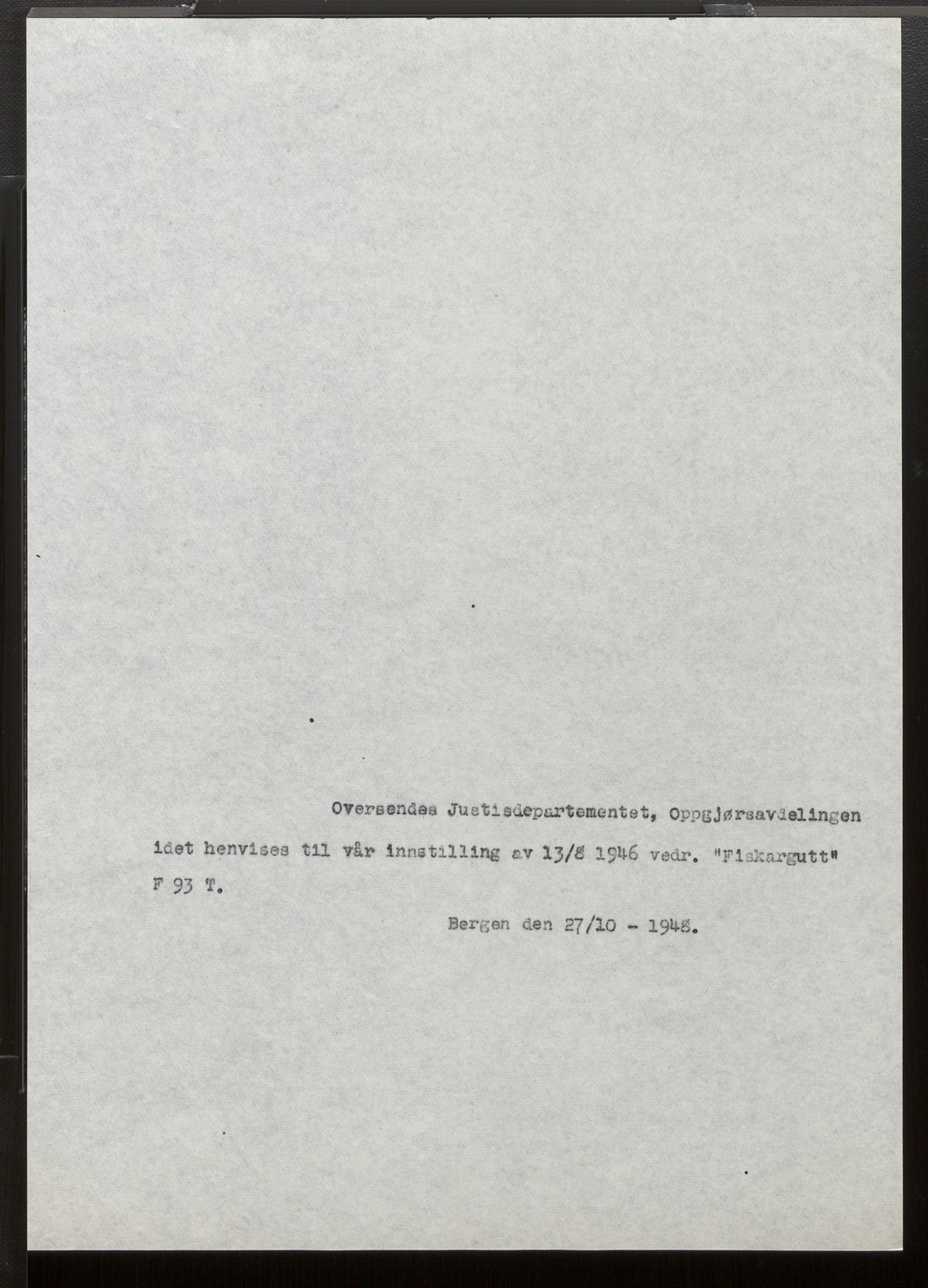 Fiskeridirektoratet - 1 Adm. ledelse - 13 Båtkontoret, SAB/A-2003/La/L0033: Statens krigsforsikring for fiskeflåten, 1936-1971, s. 414