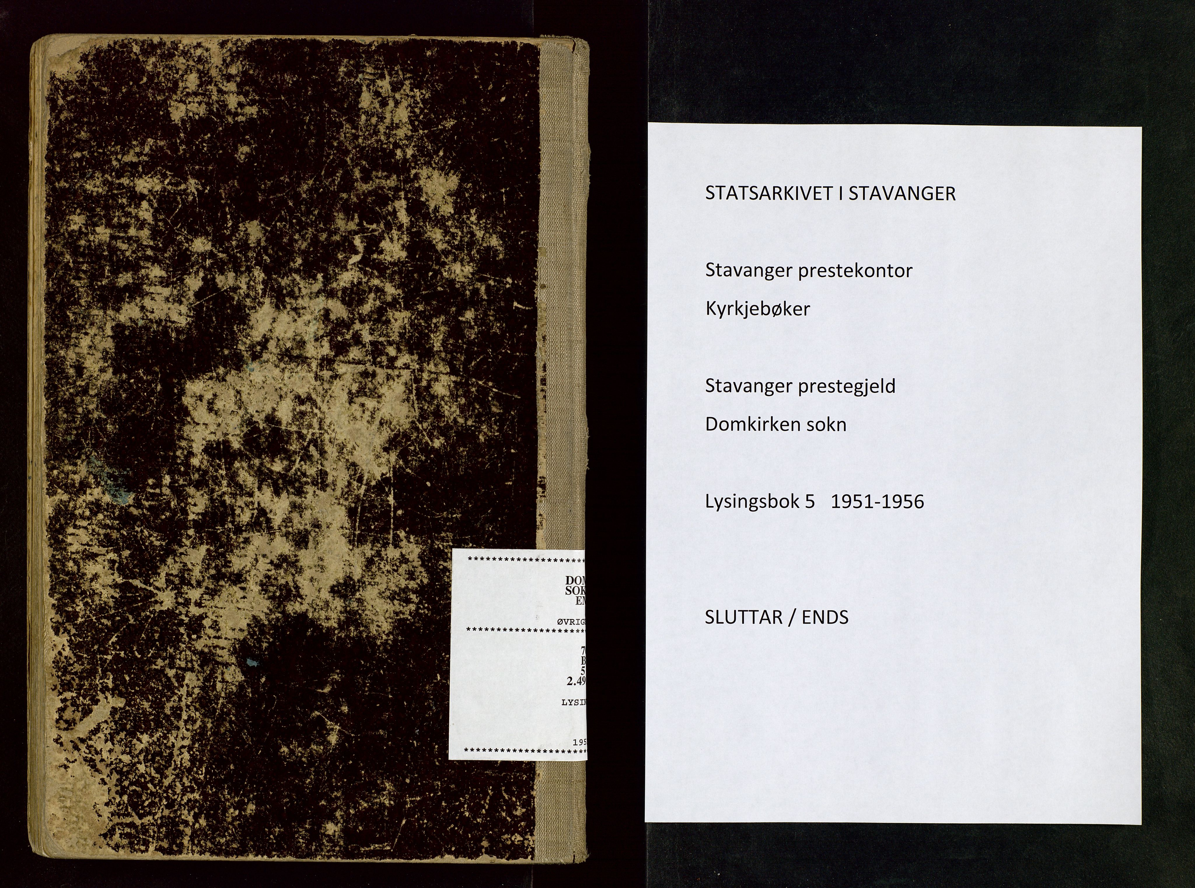 Domkirken sokneprestkontor, SAST/A-101812/001/70/705BB/L0005: Lysningsprotokoll nr. 5, 1951-1956
