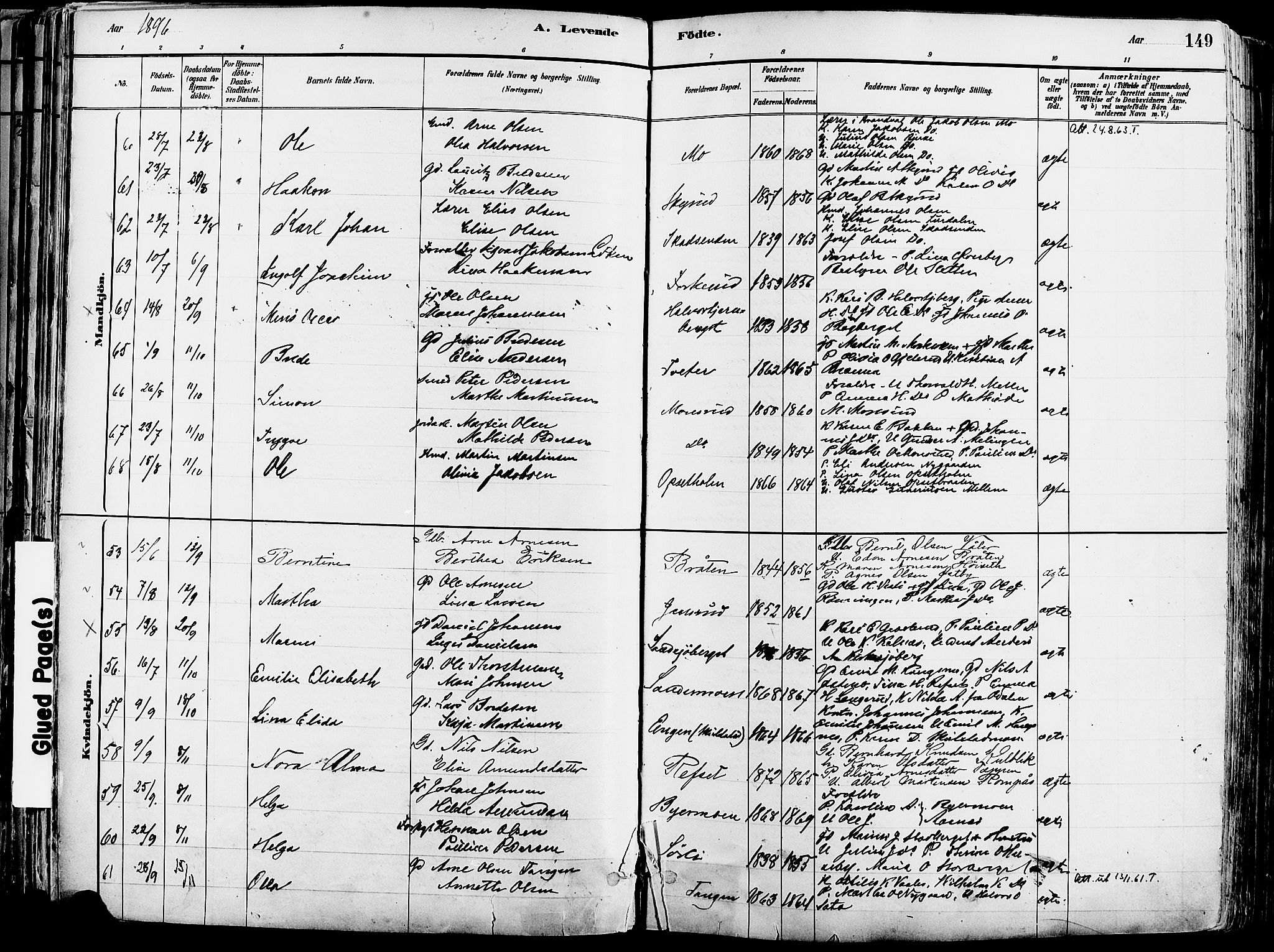 Grue prestekontor, AV/SAH-PREST-036/H/Ha/Haa/L0012: Ministerialbok nr. 12, 1881-1897, s. 149