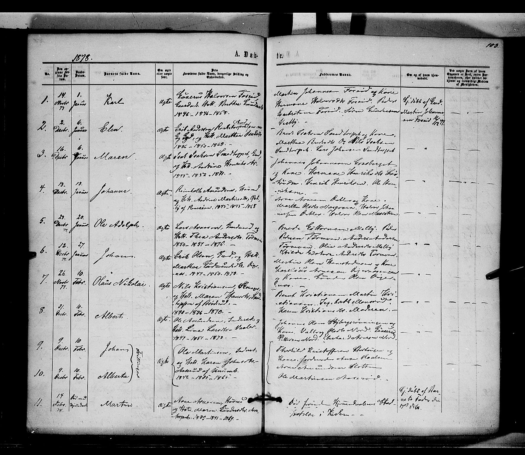 Brandval prestekontor, AV/SAH-PREST-034/H/Ha/Haa/L0001: Ministerialbok nr. 1, 1864-1879, s. 103