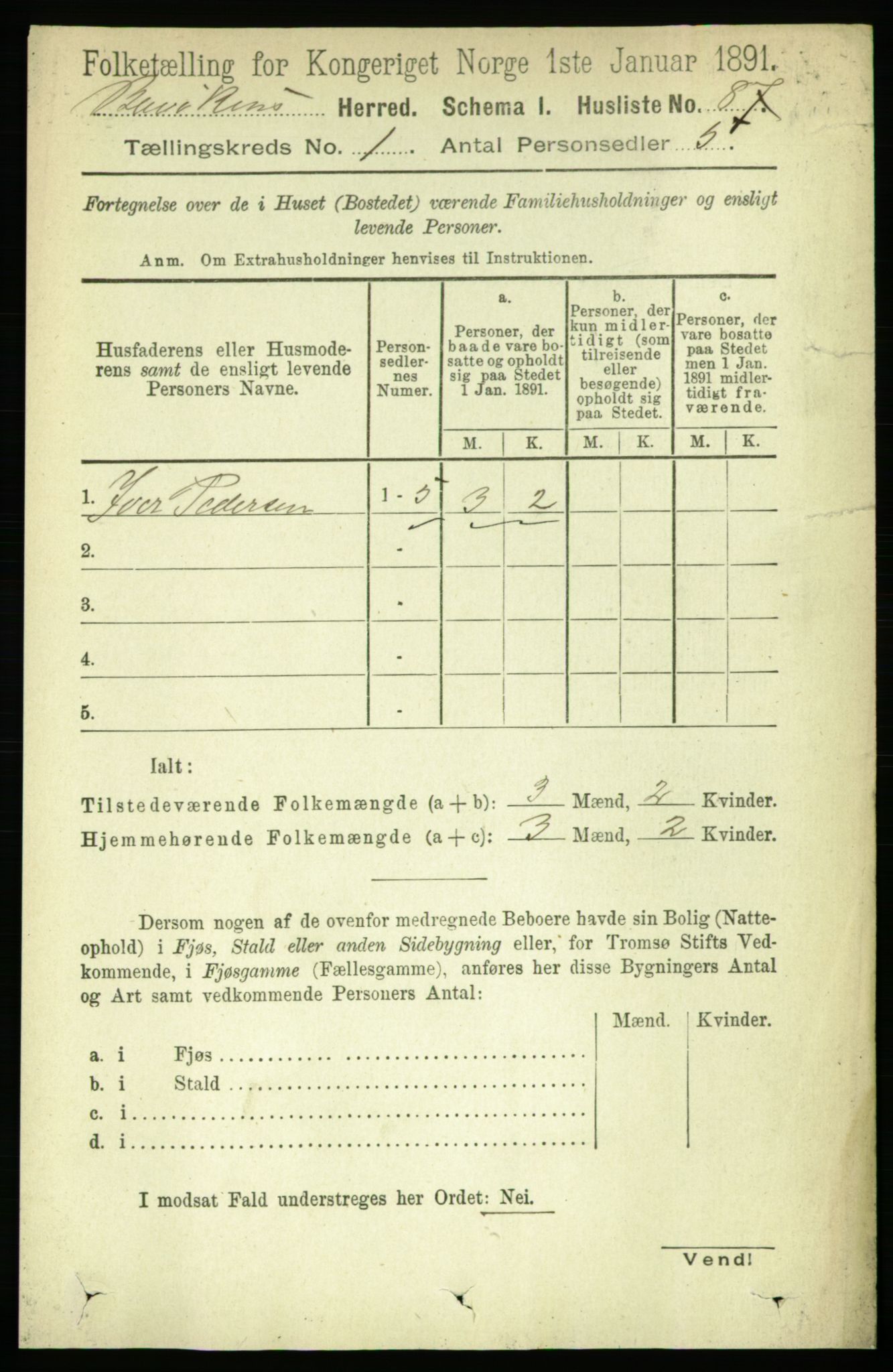 RA, Folketelling 1891 for 1656 Buvik herred, 1891, s. 98