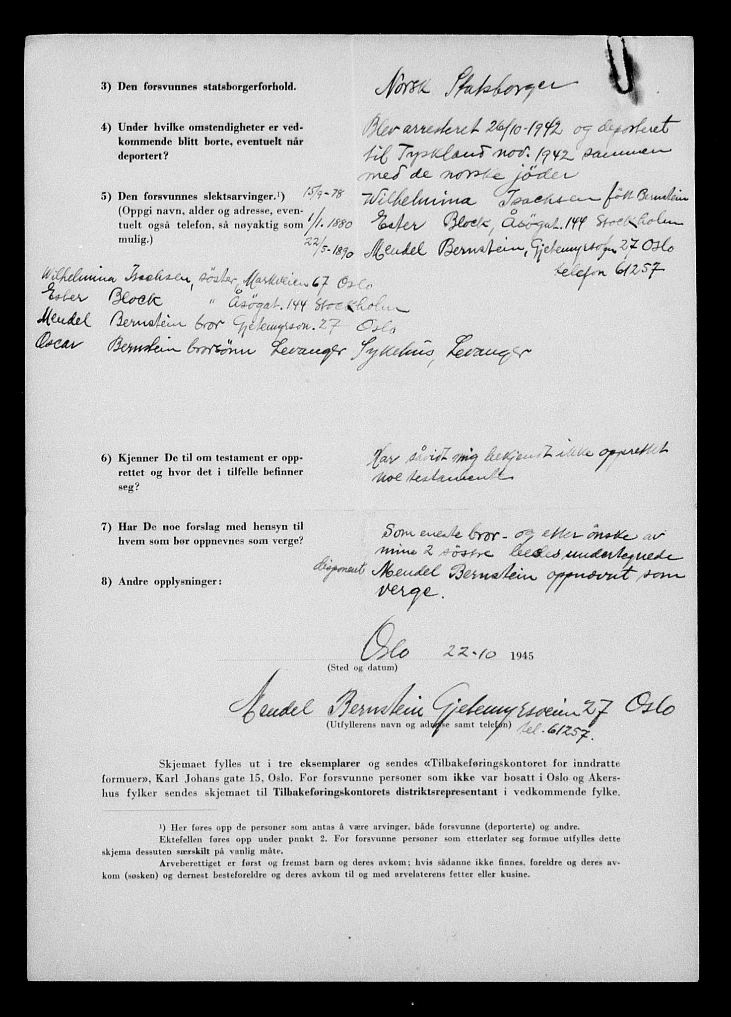 Justisdepartementet, Tilbakeføringskontoret for inndratte formuer, AV/RA-S-1564/H/Hc/Hcd/L0991: --, 1945-1947, s. 208